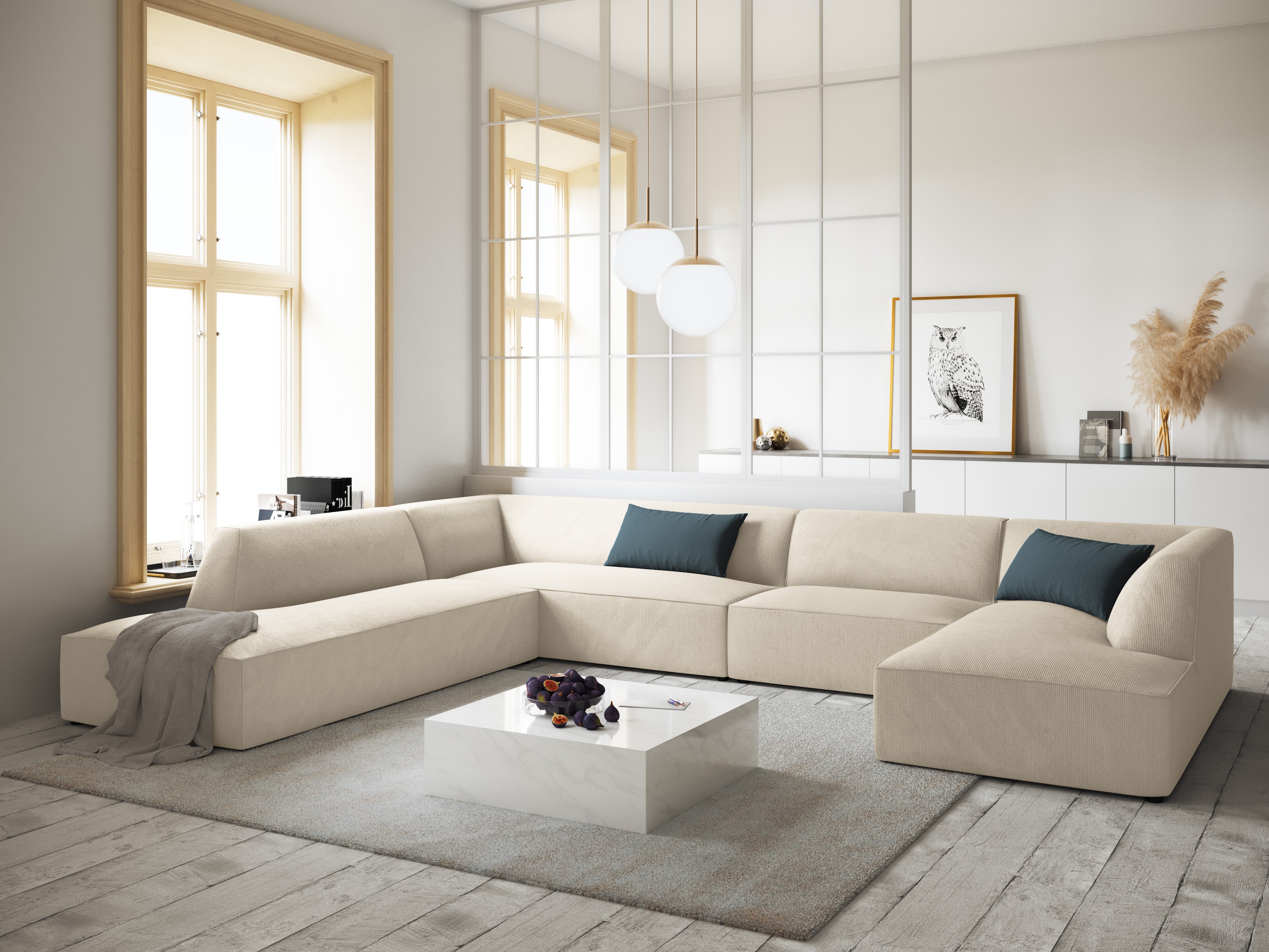 Ecksofa Ruby, 7 Sitze, 366x273cm, Material: Cord