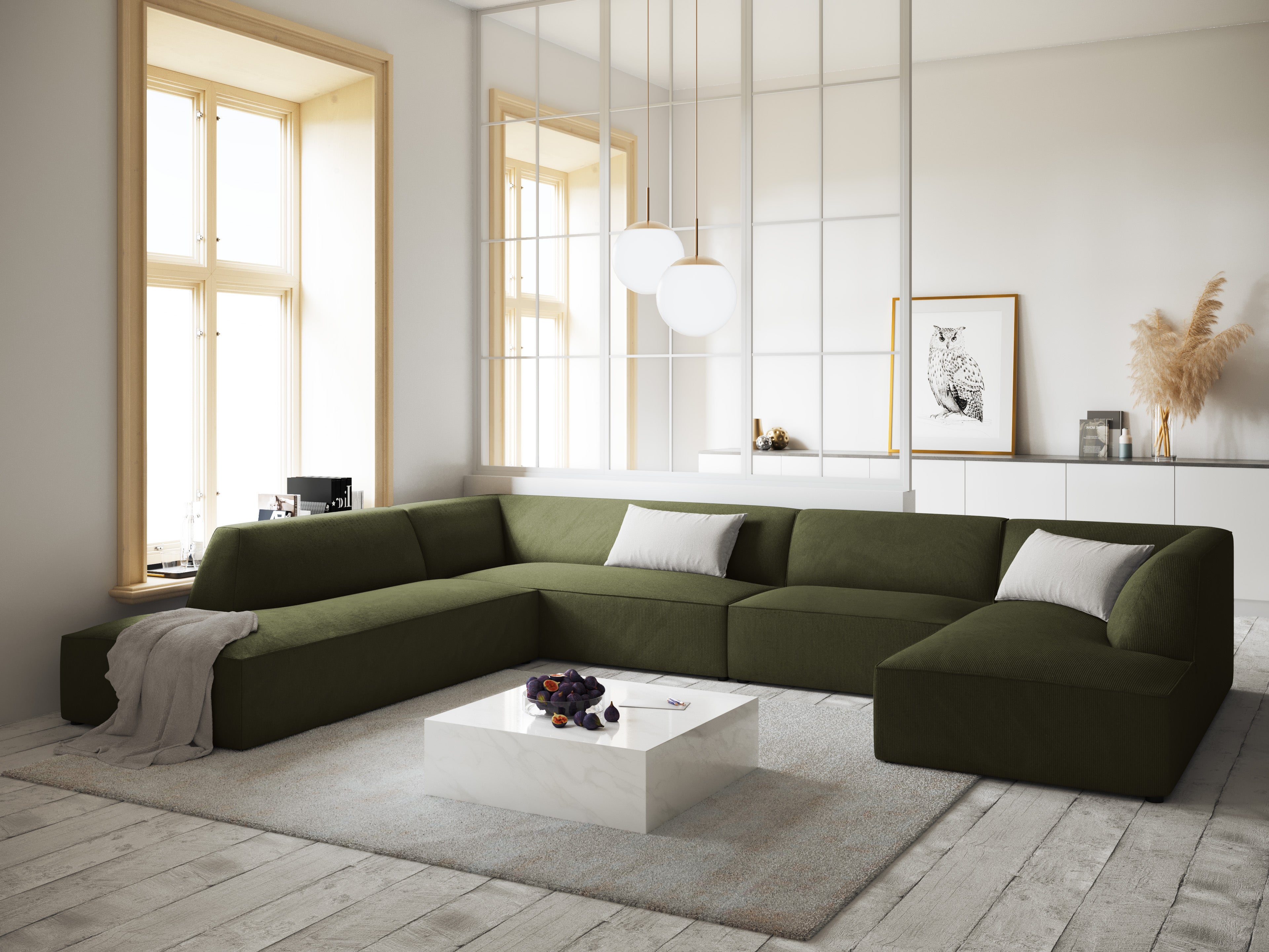 Ecksofa Ruby, 7 Sitze, 366x273cm, Material: Cord