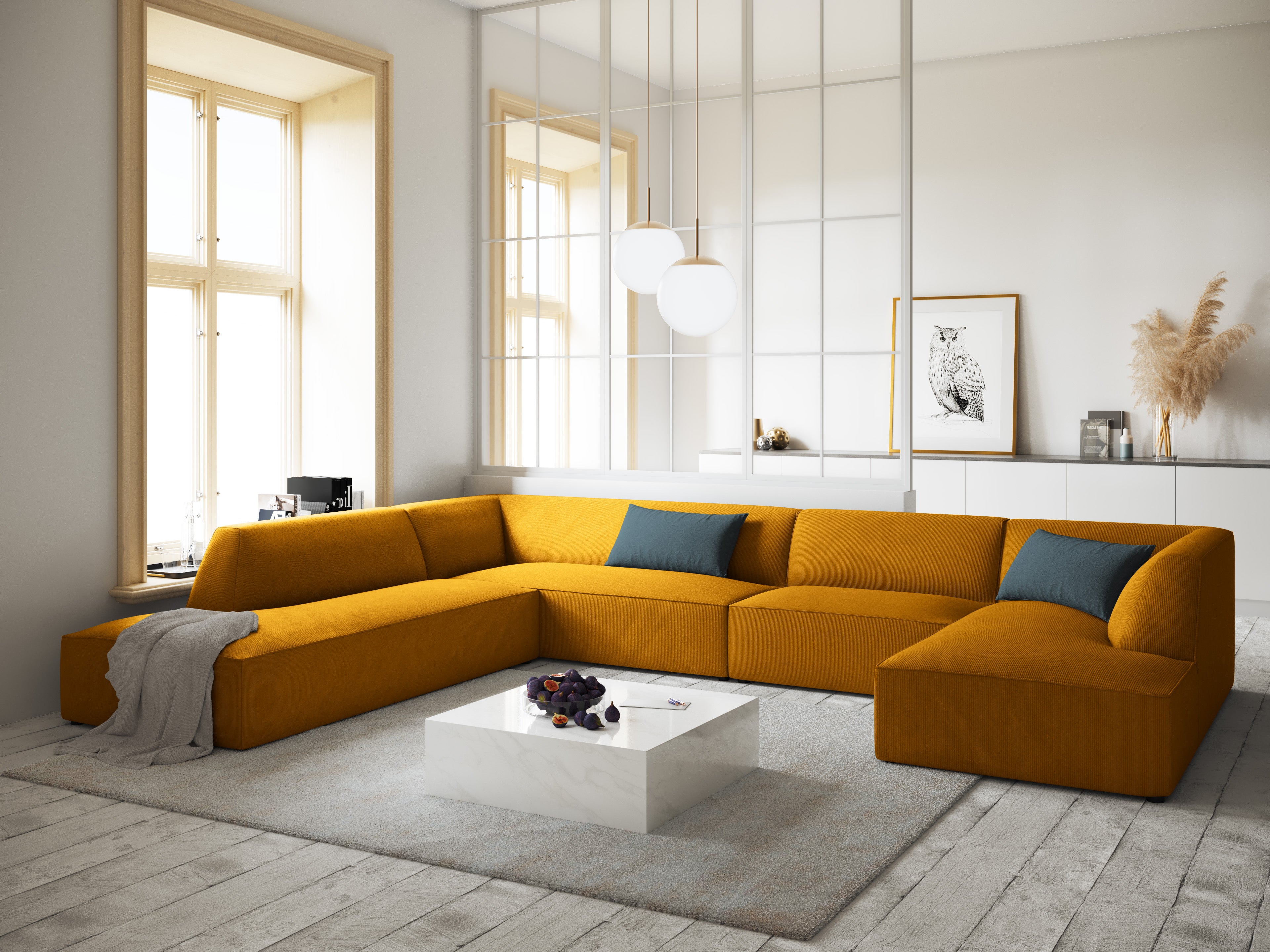 Ecksofa Ruby, 7 Sitze, 366x273cm, Material: Cord