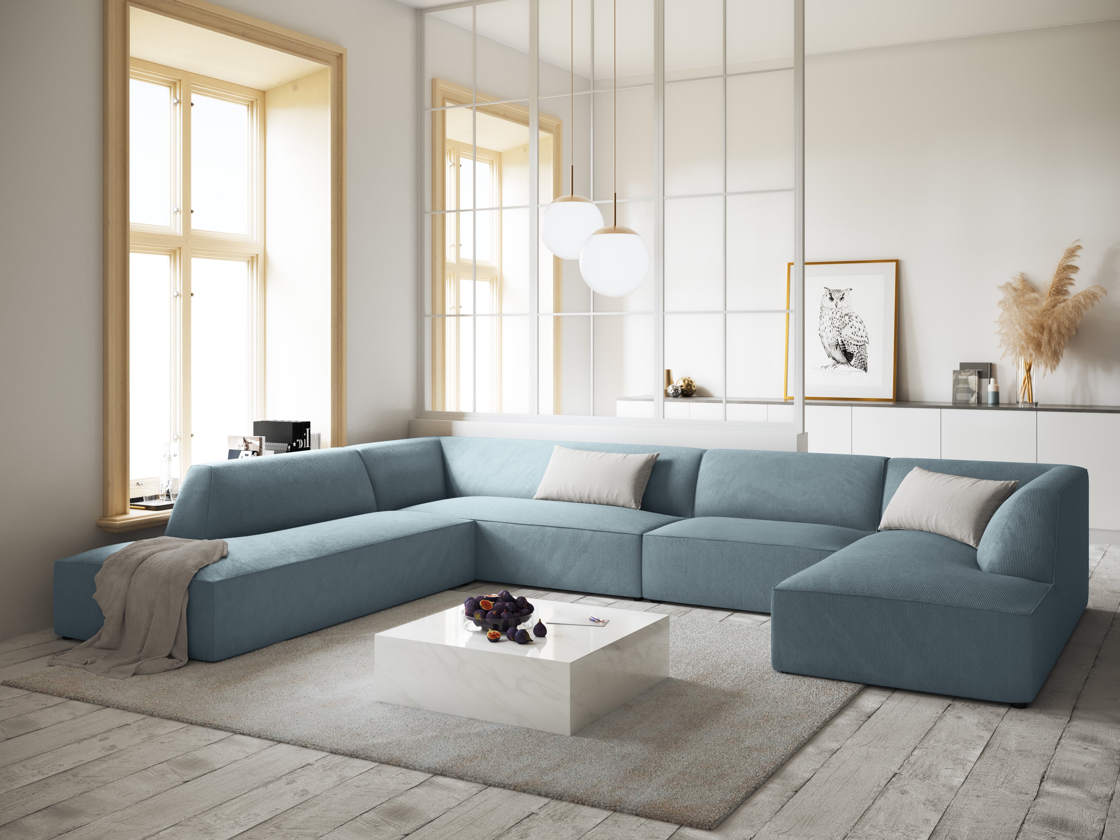 Ecksofa Ruby, 7 Sitze, 366x273cm, Material: Cord