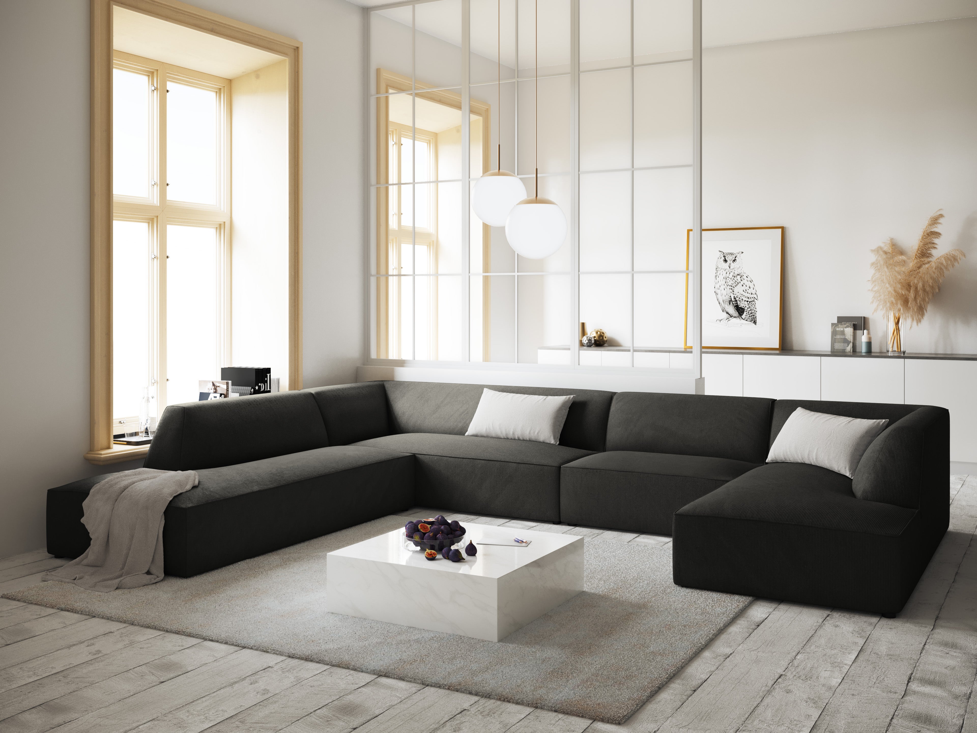 Ecksofa Ruby, 7 Sitze, 366x273cm, Material: Cord