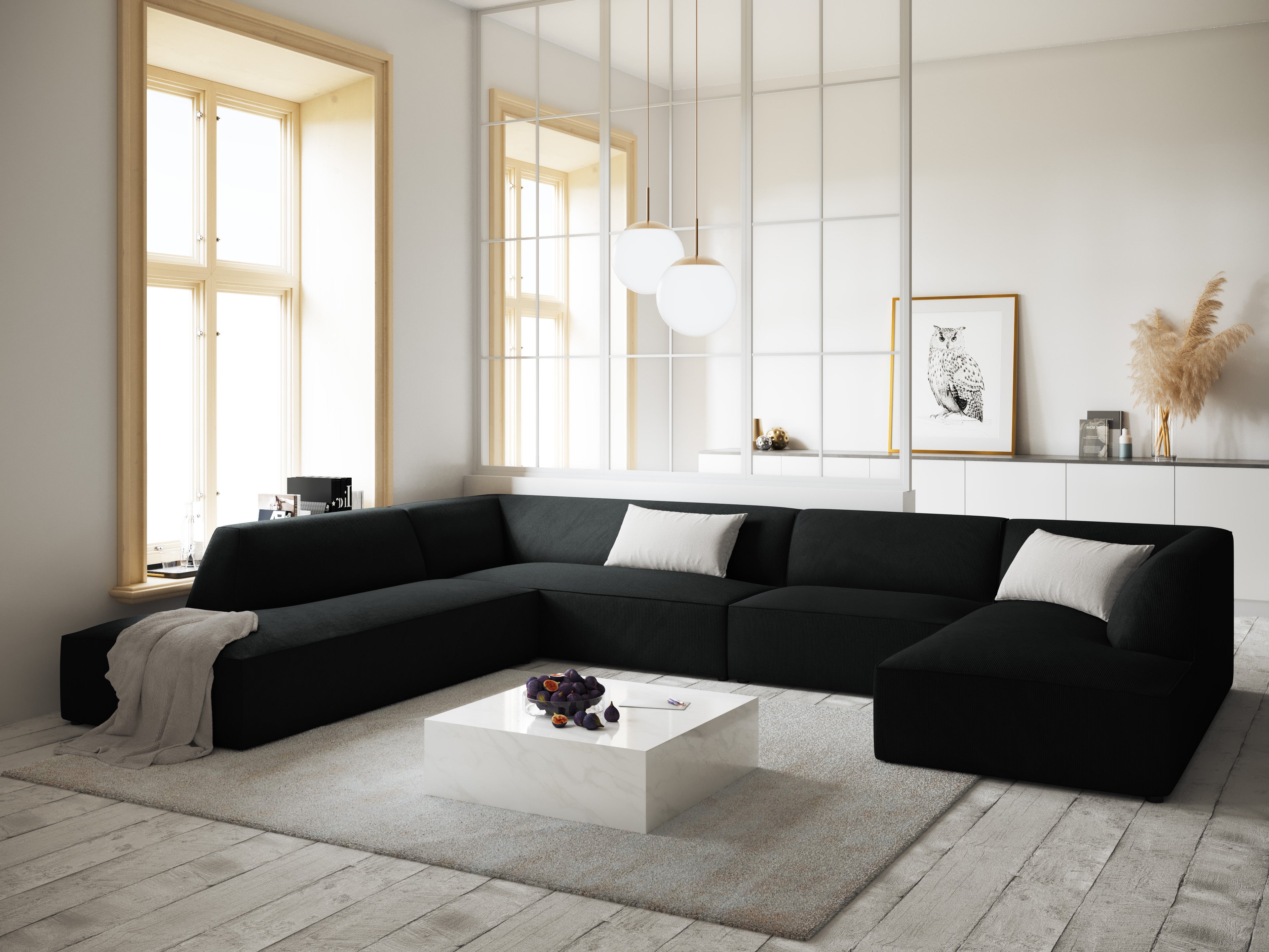 Ecksofa Ruby, 7 Sitze, 366x273cm, Material: Cord