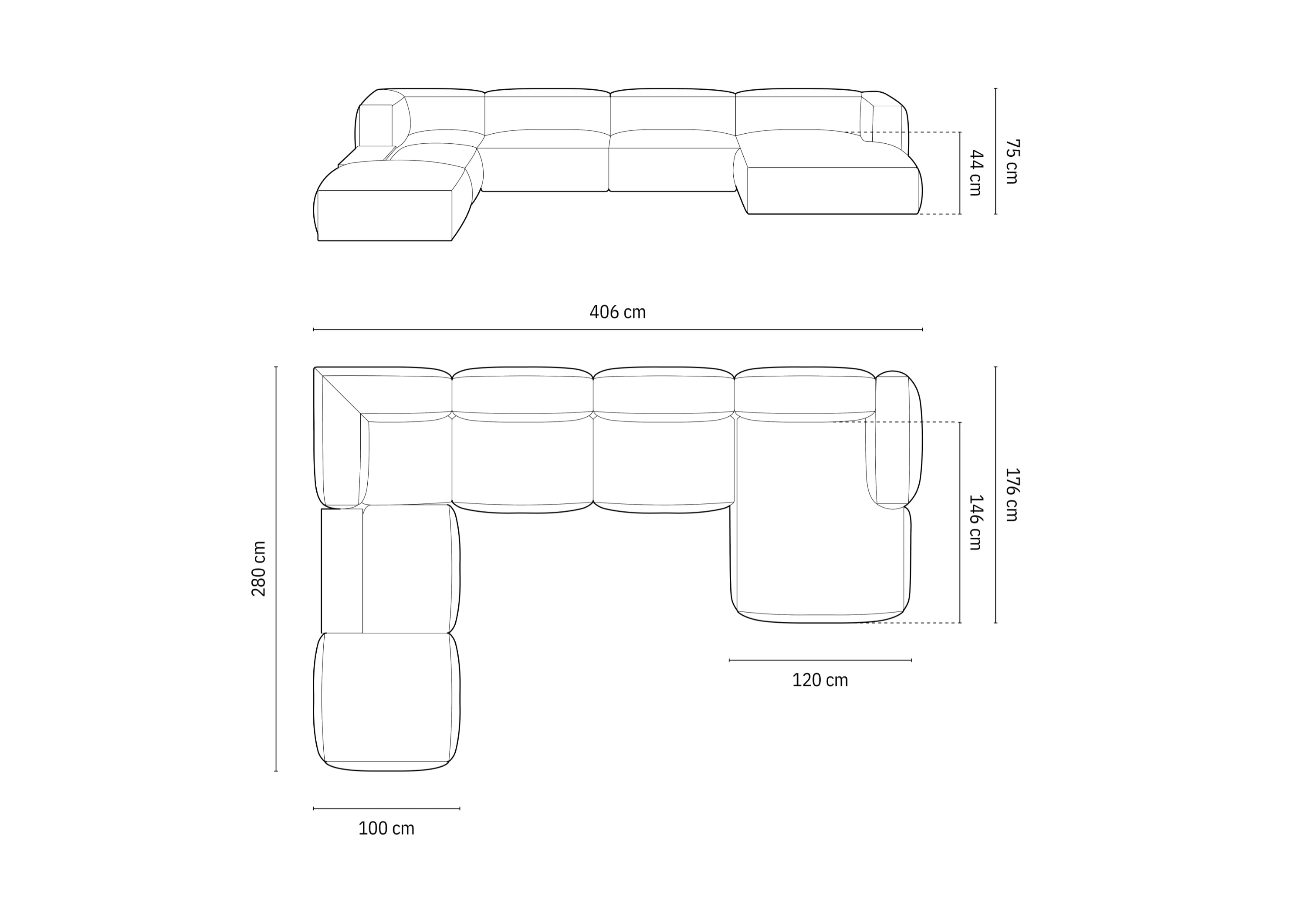 Sofa Martina, 406x280cm, Material: Samt