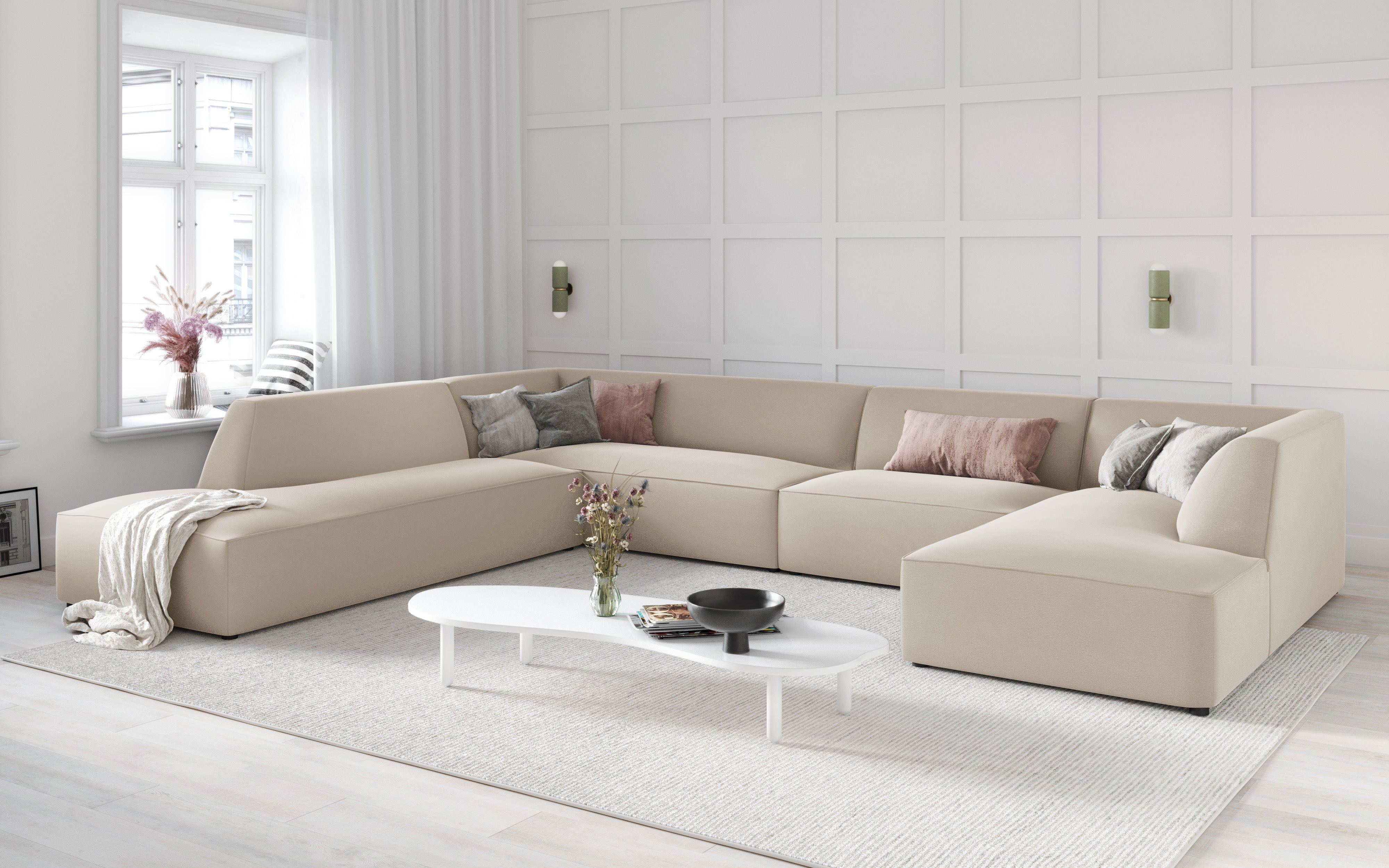 Ecksofa Ruby, 7 Sitze, 366x273cm, Material: Samt