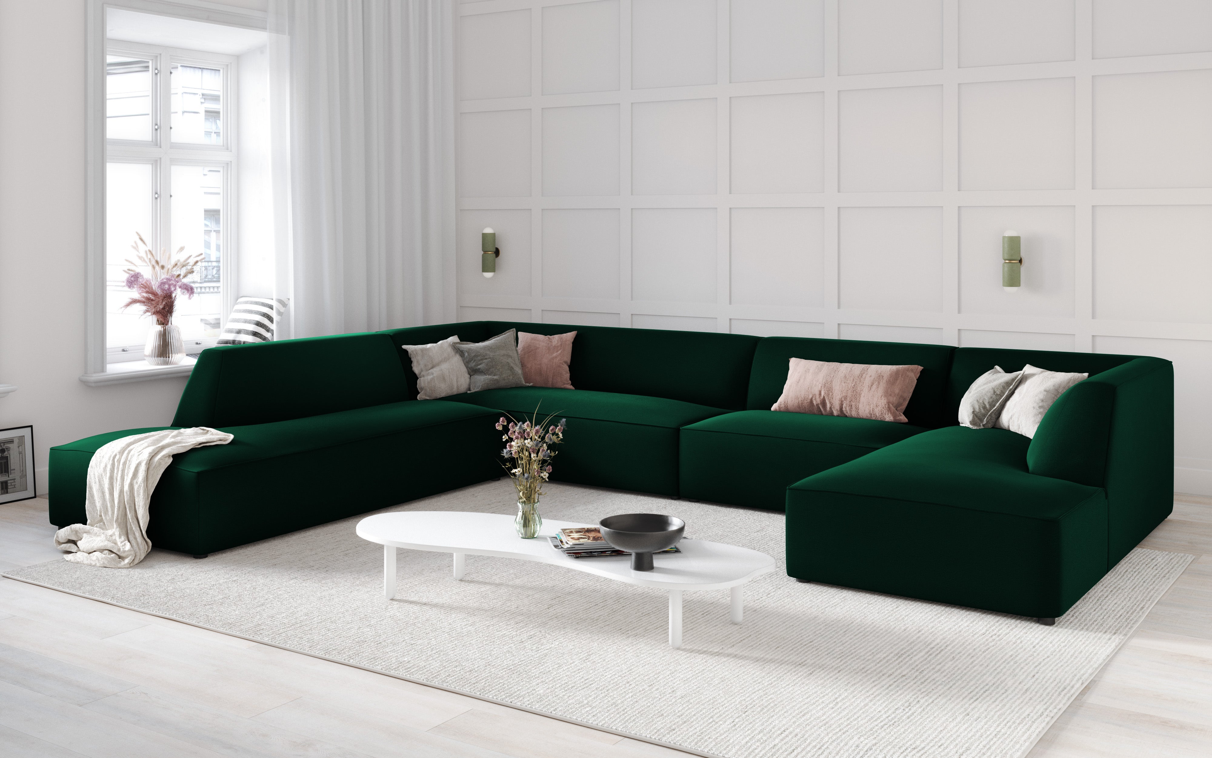 Ecksofa Ruby, 7 Sitze, 366x273cm, Material: Samt