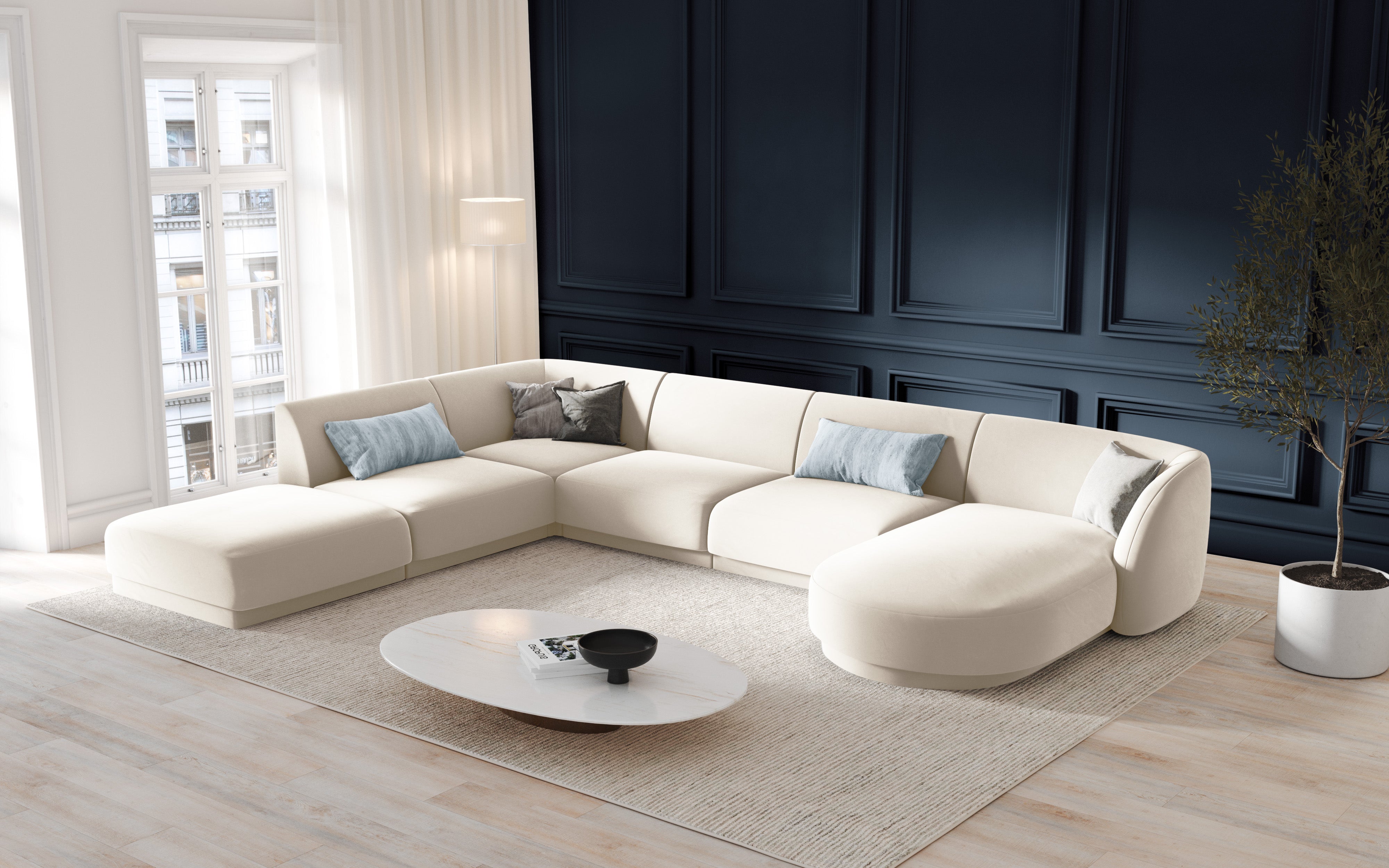 Ecksofa Miley Panoramic, 330x255cm, Material: Samt