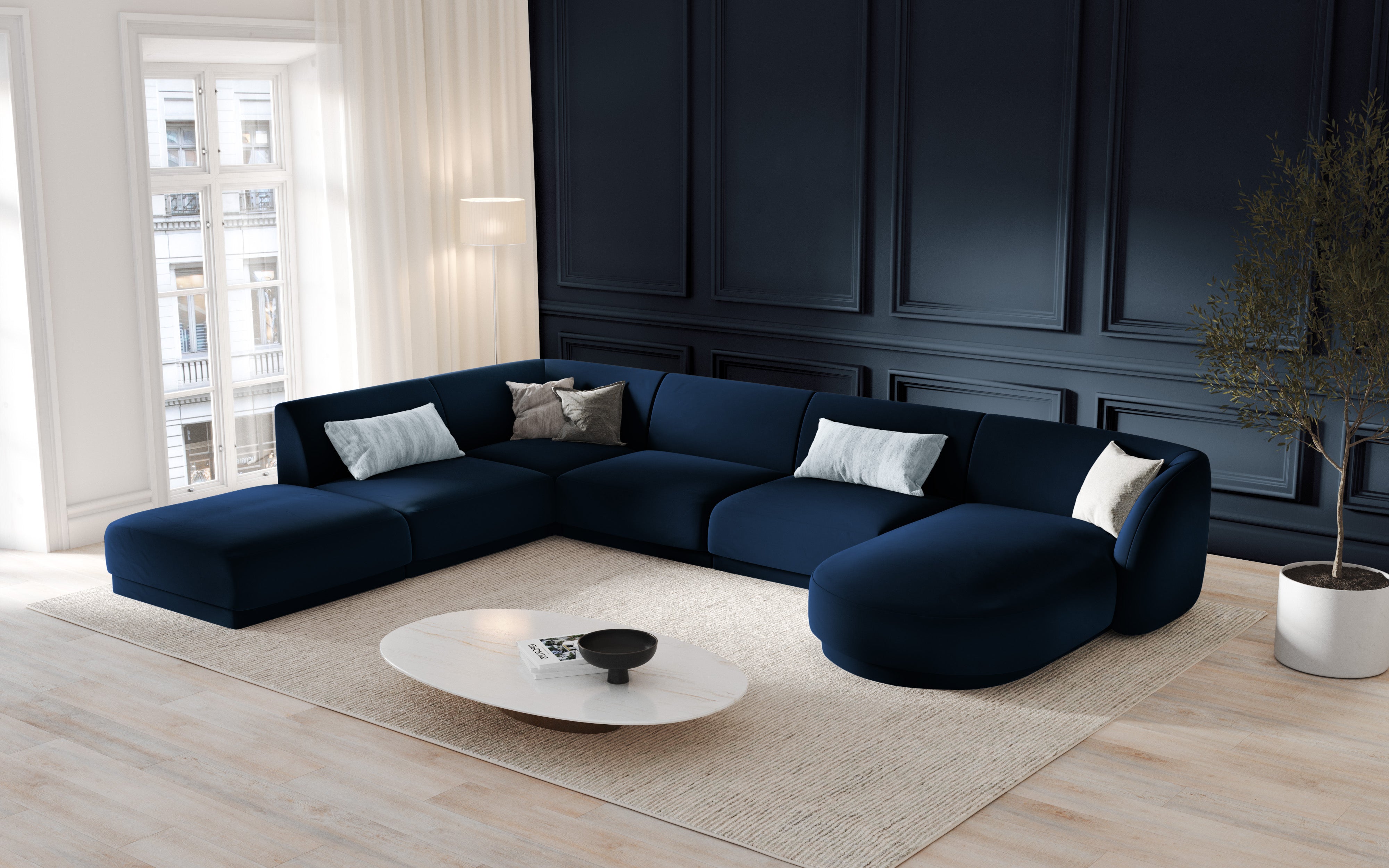 Ecksofa Miley Panoramic, 330x255cm, Material: Samt