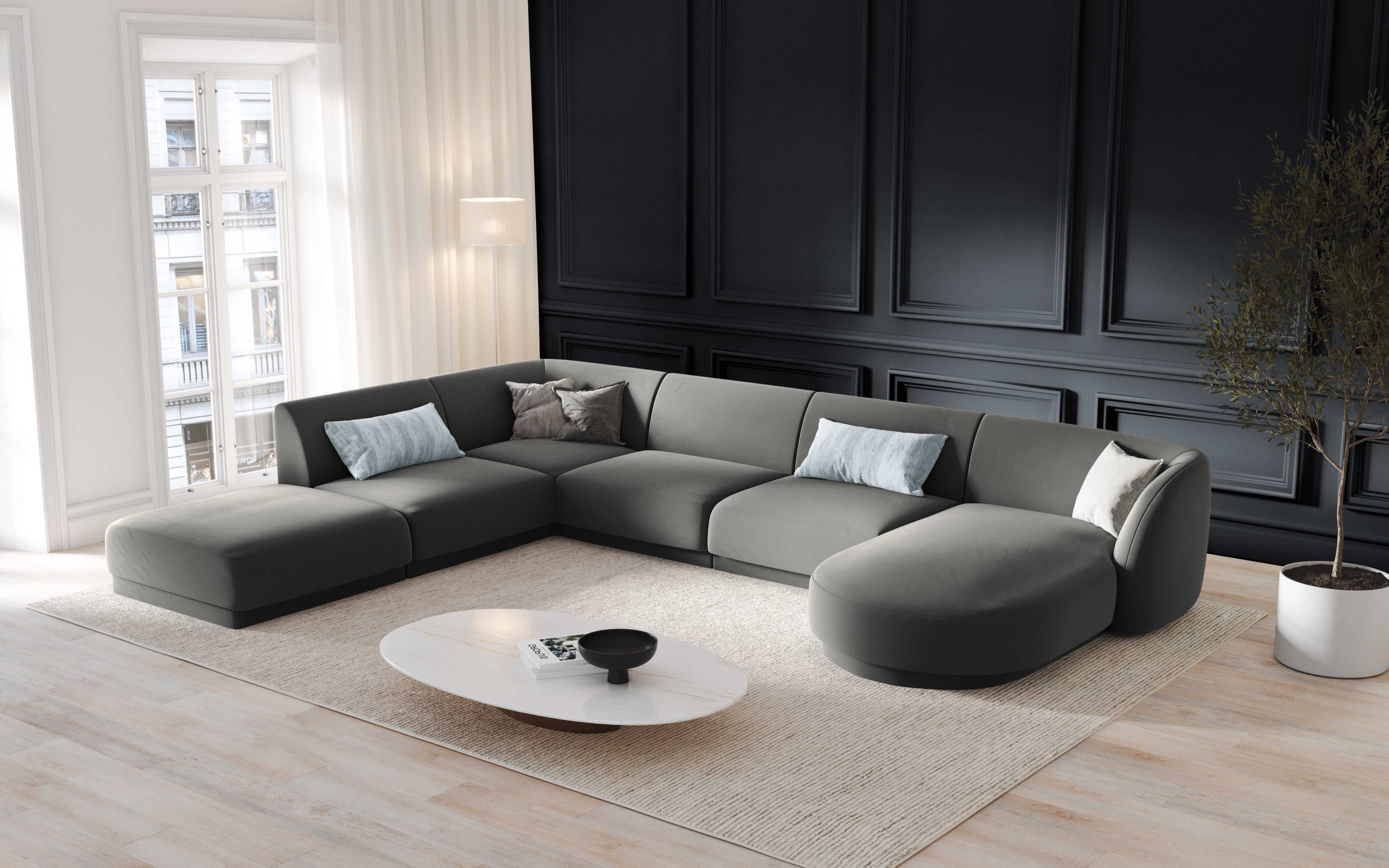 Ecksofa Miley Panoramic, 330x255cm, Material: Samt