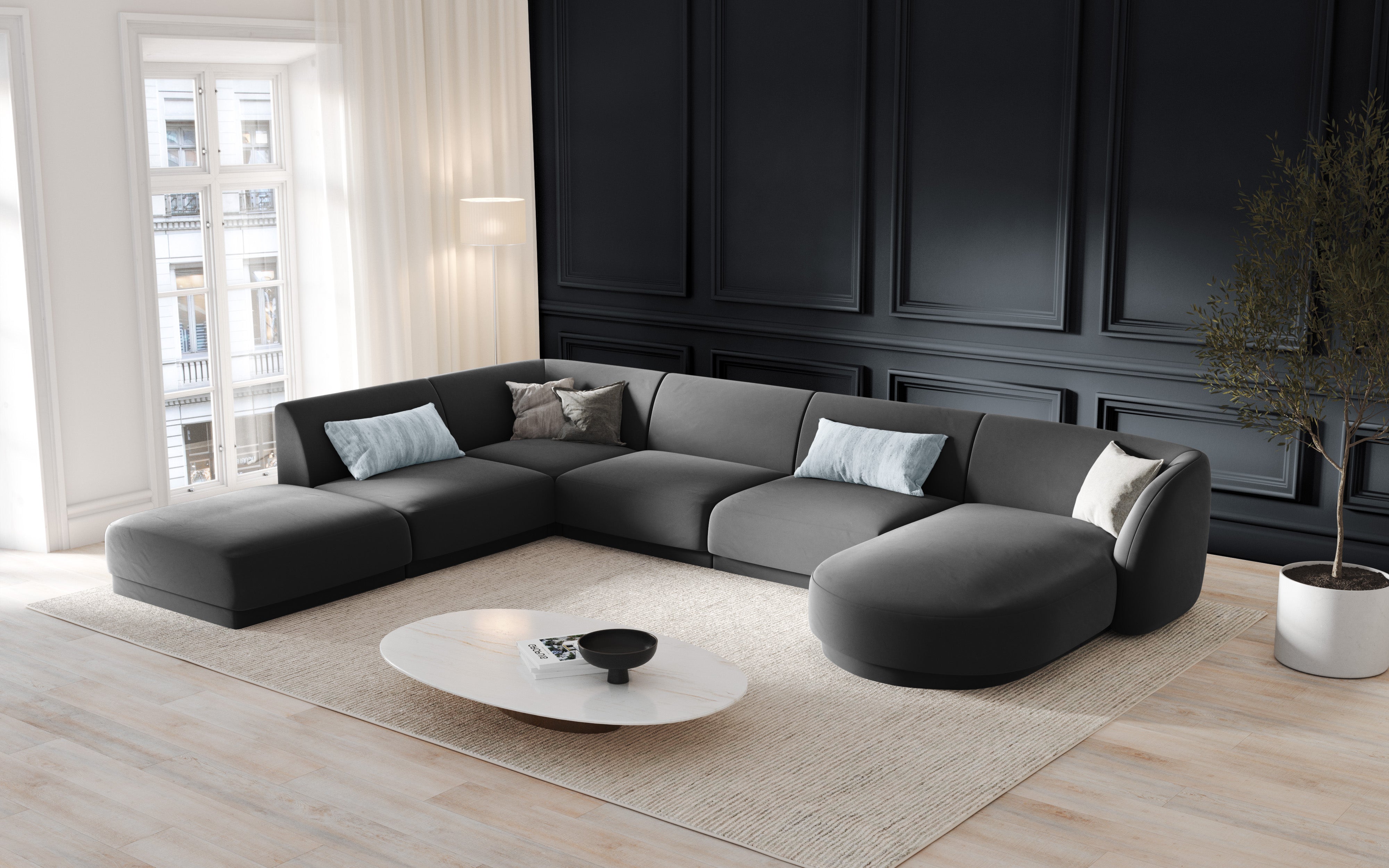 Ecksofa Miley Panoramic, 330x255cm, Material: Samt