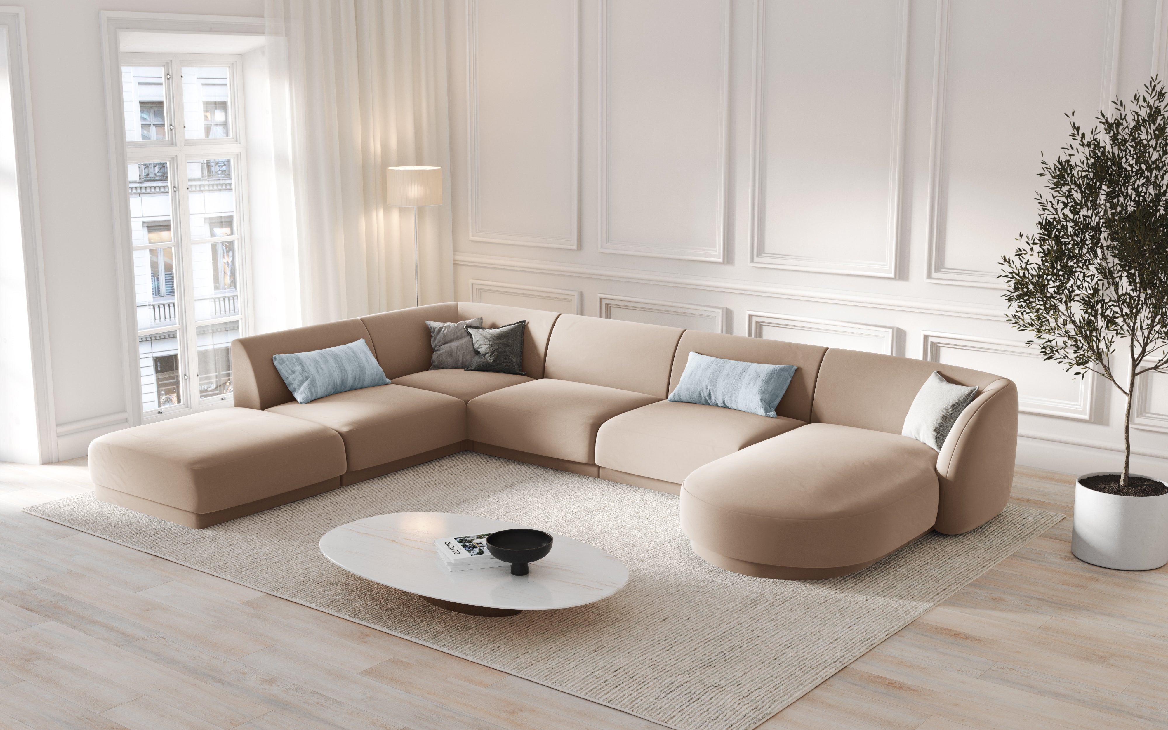 Ecksofa Miley Panoramic, 330x255cm, Material: Samt