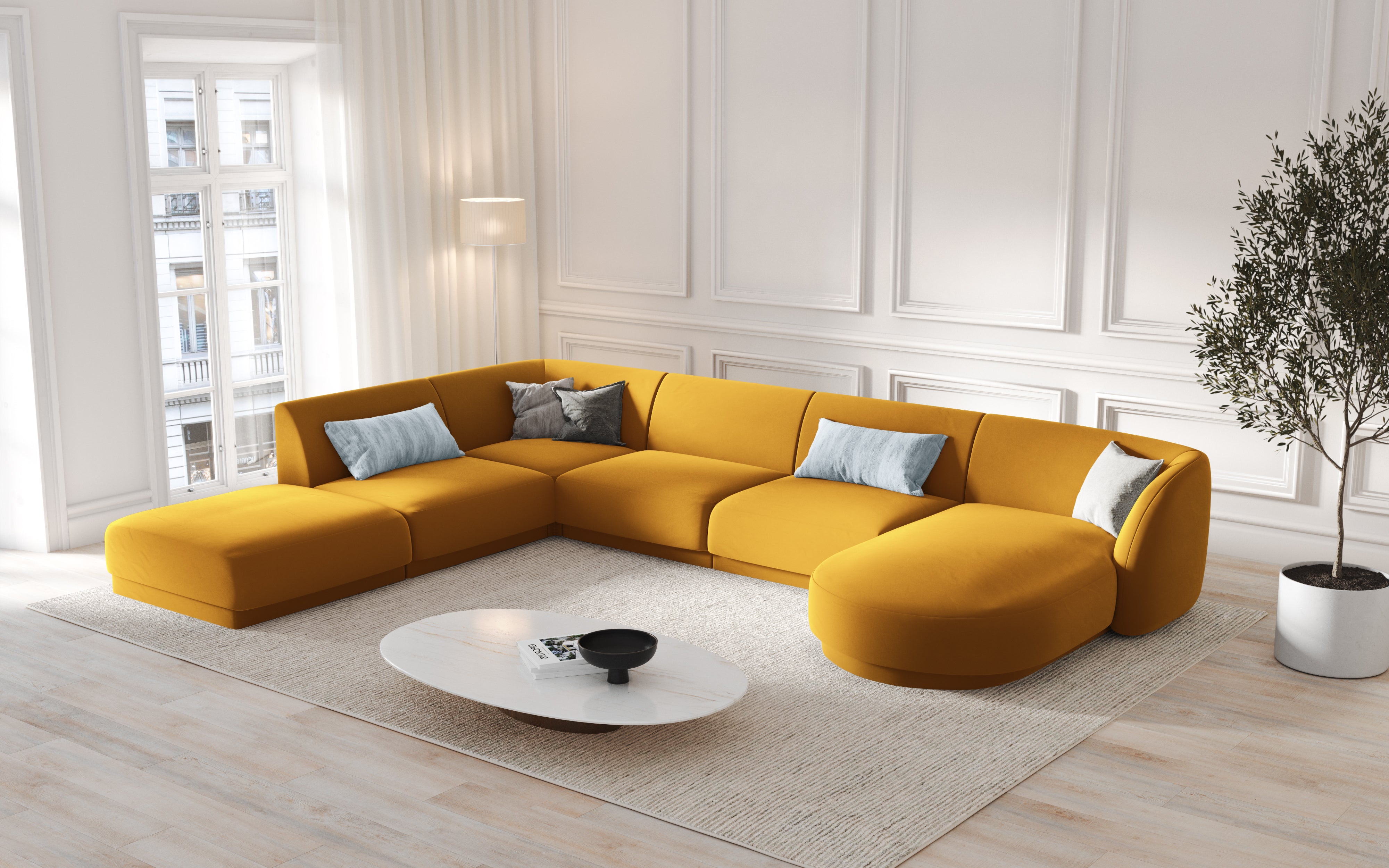 Ecksofa Miley Panoramic, 330x255cm, Material: Samt