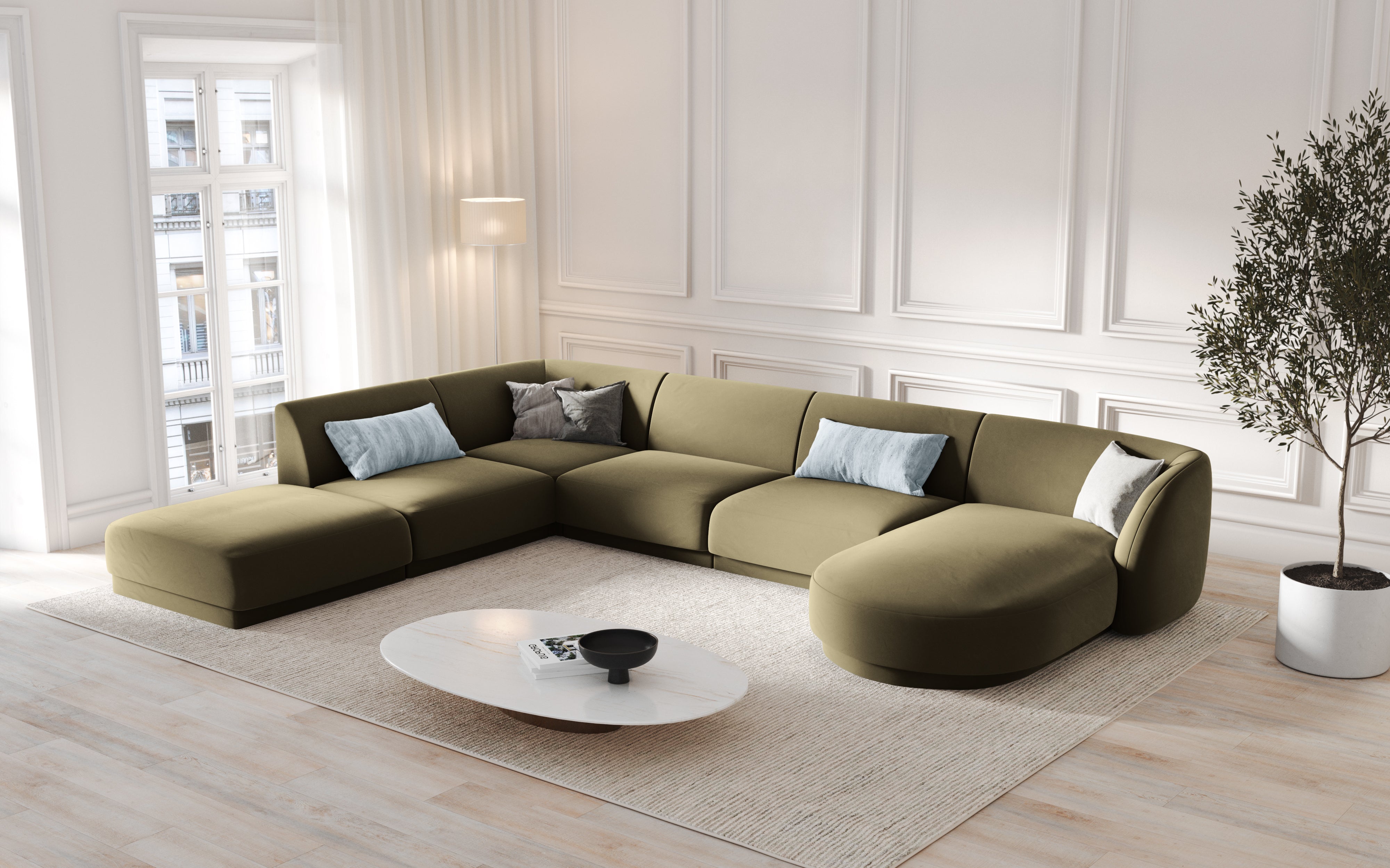 Ecksofa Miley Panoramic, 330x255cm, Material: Samt