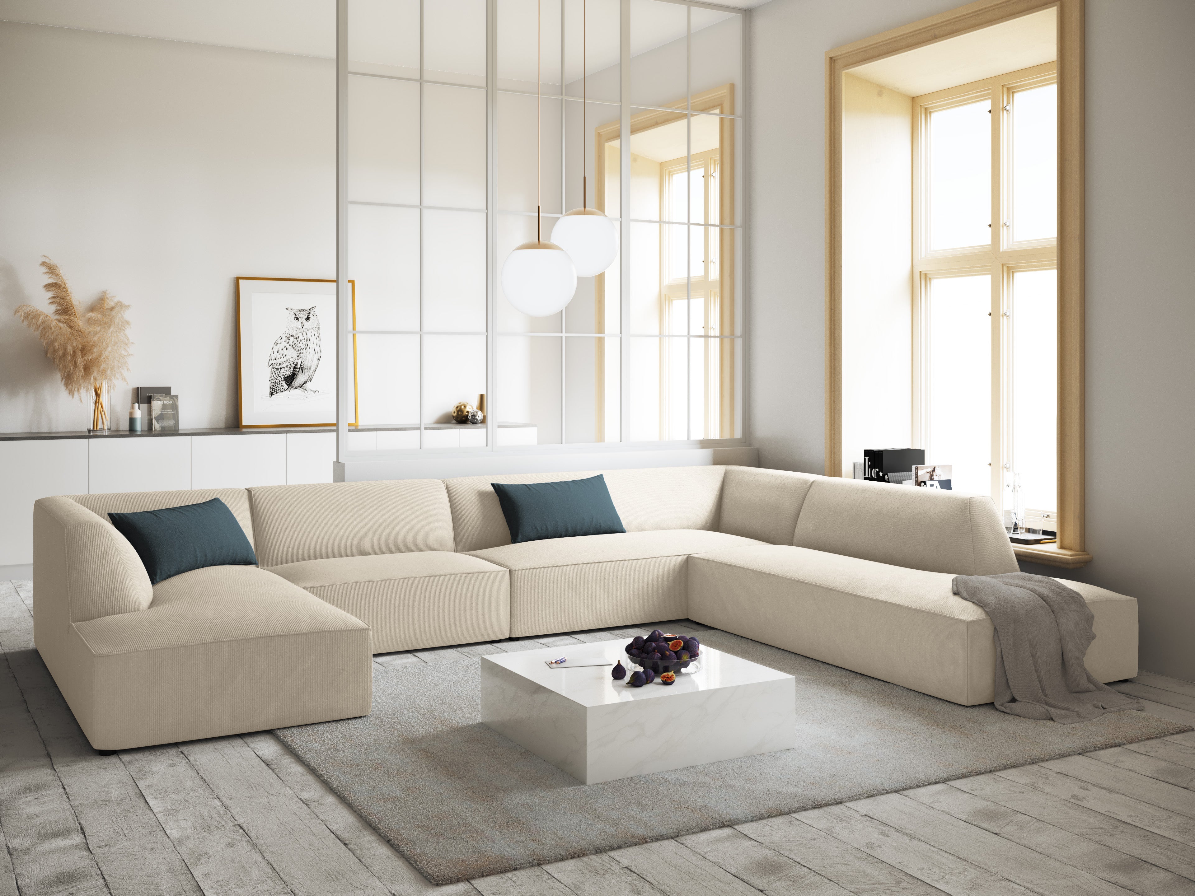 Ecksofa Ruby, 7 Sitze, 366x273cm, Material: Cord