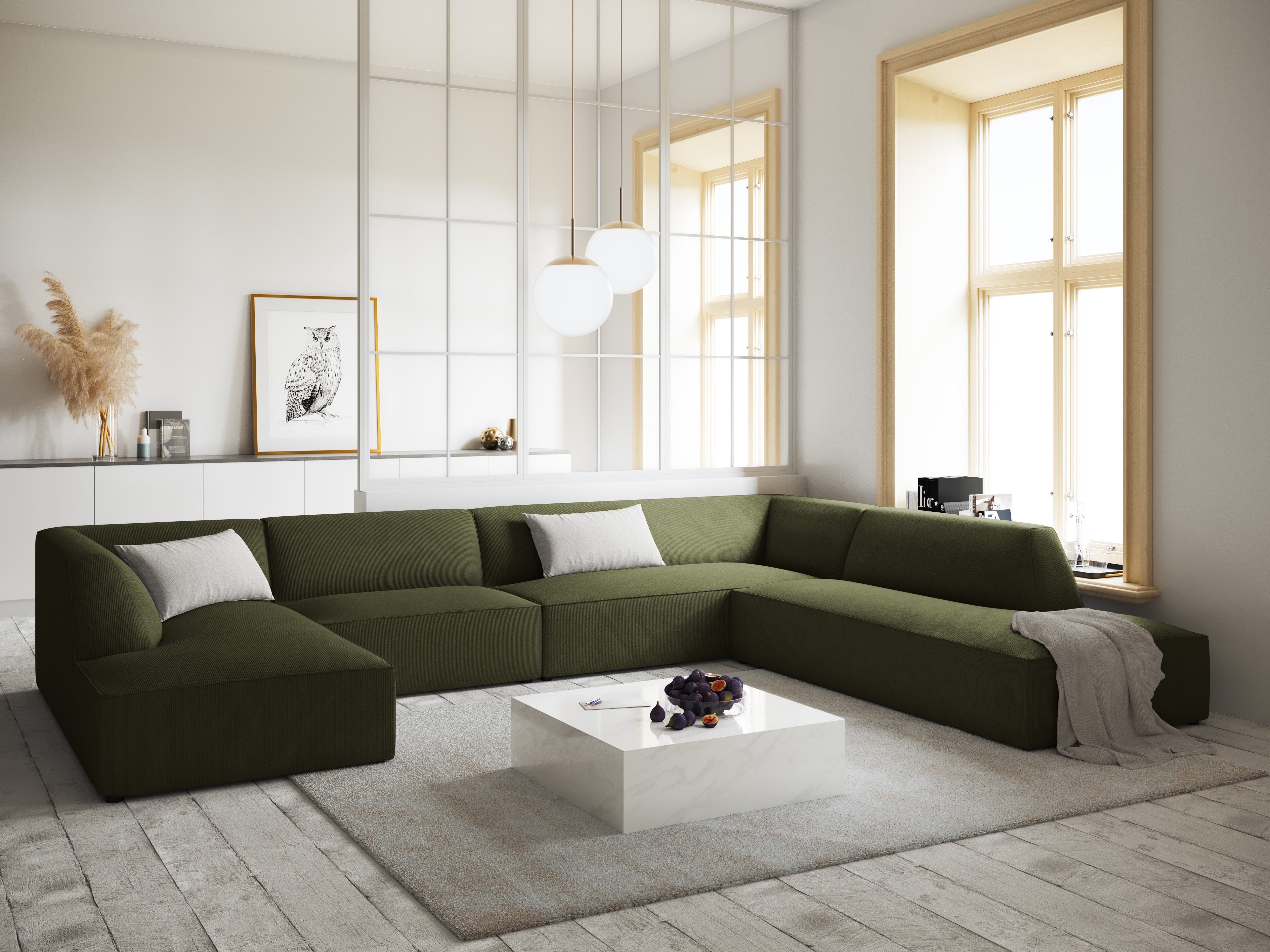 Ecksofa Ruby, 7 Sitze, 366x273cm, Material: Cord