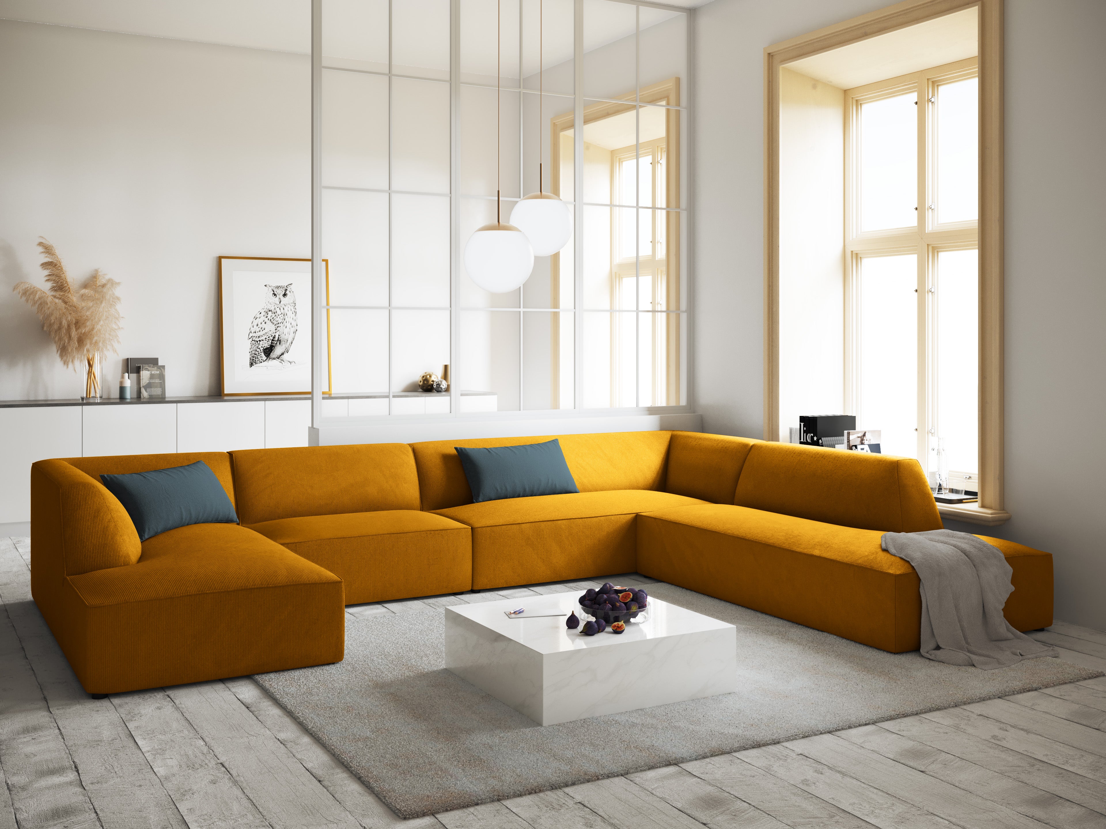 Ecksofa Ruby, 7 Sitze, 366x273cm, Material: Cord