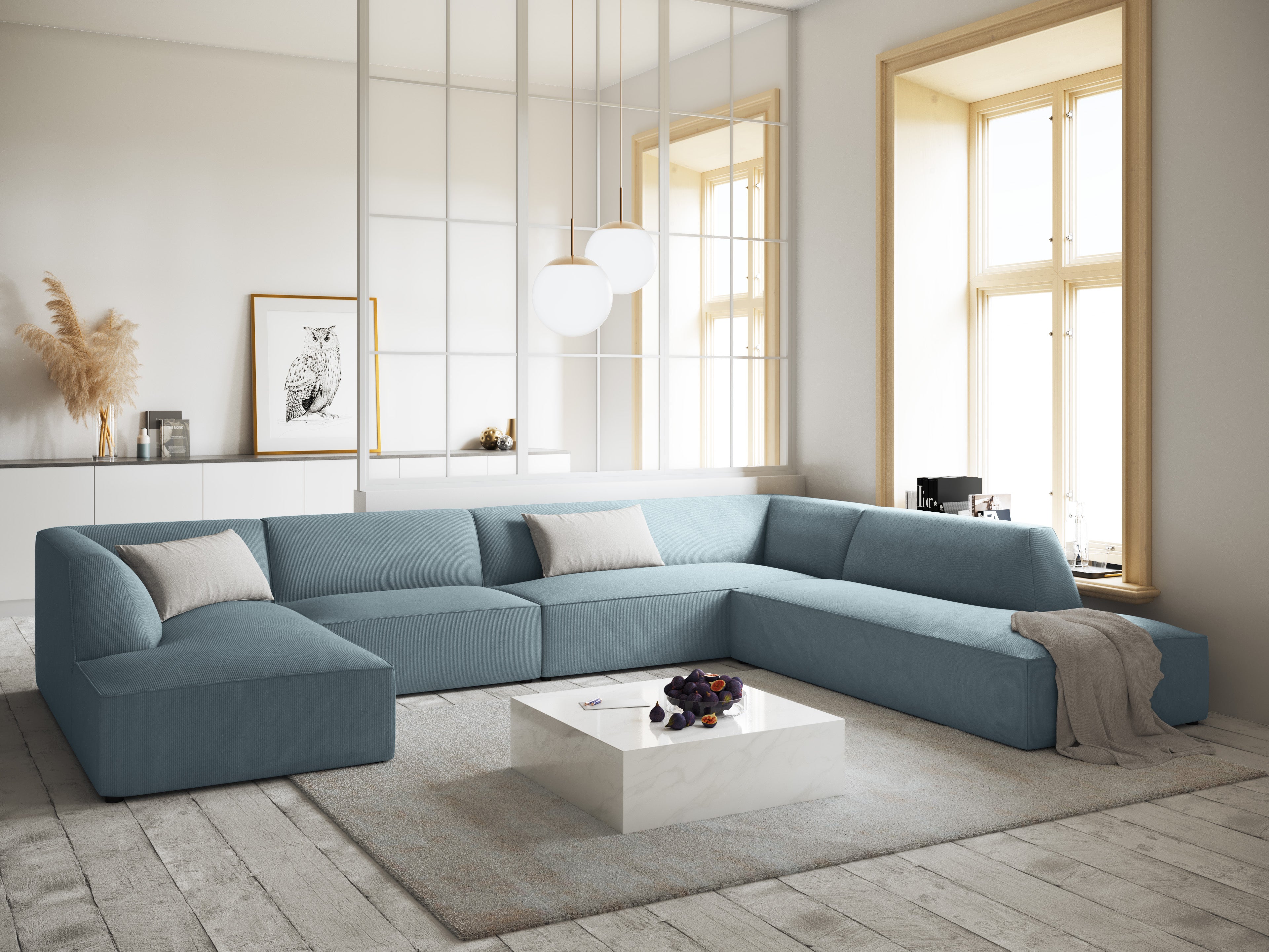 Ecksofa Ruby, 7 Sitze, 366x273cm, Material: Cord