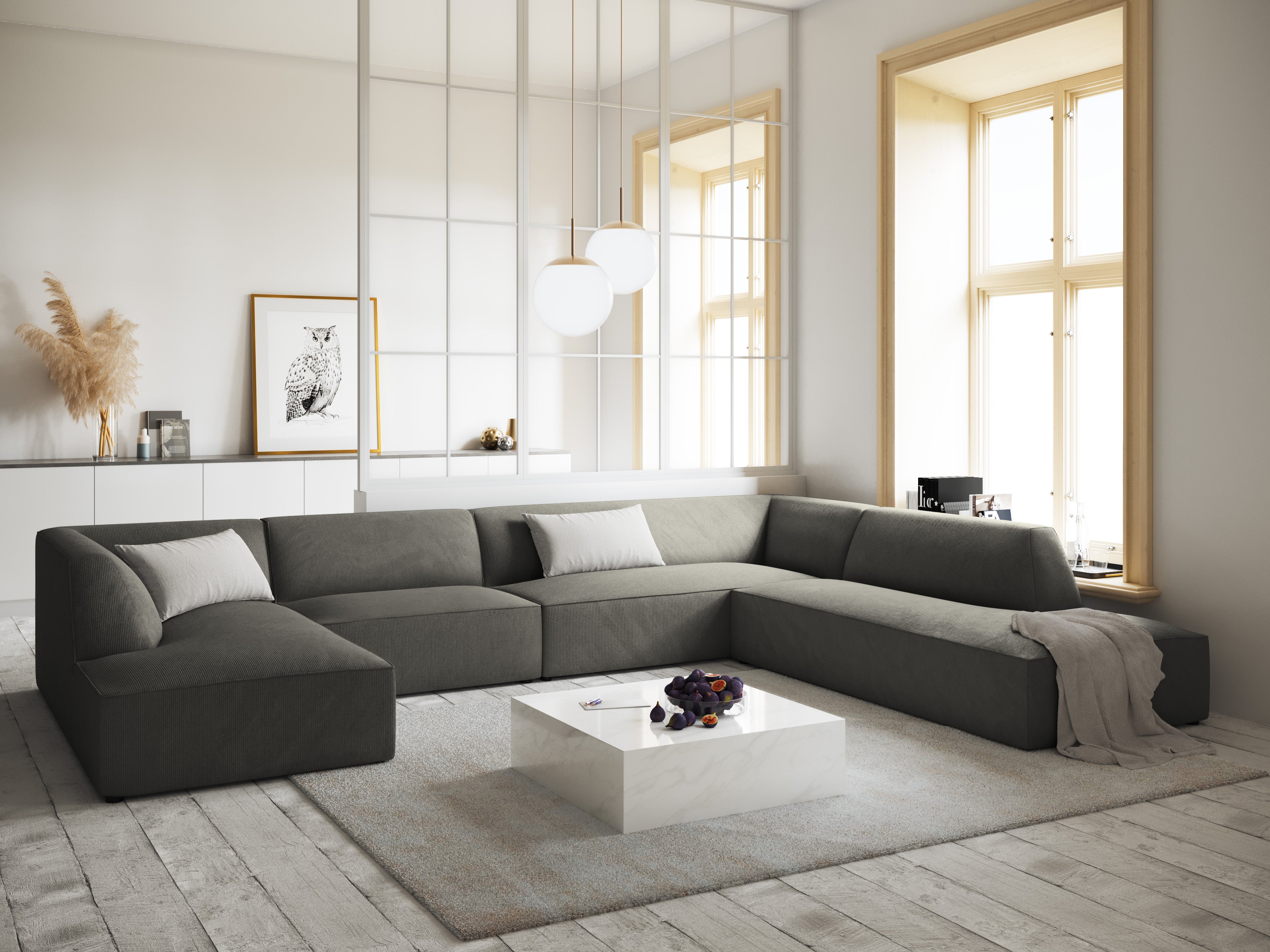 Ecksofa Ruby, 7 Sitze, 366x273cm, Material: Cord