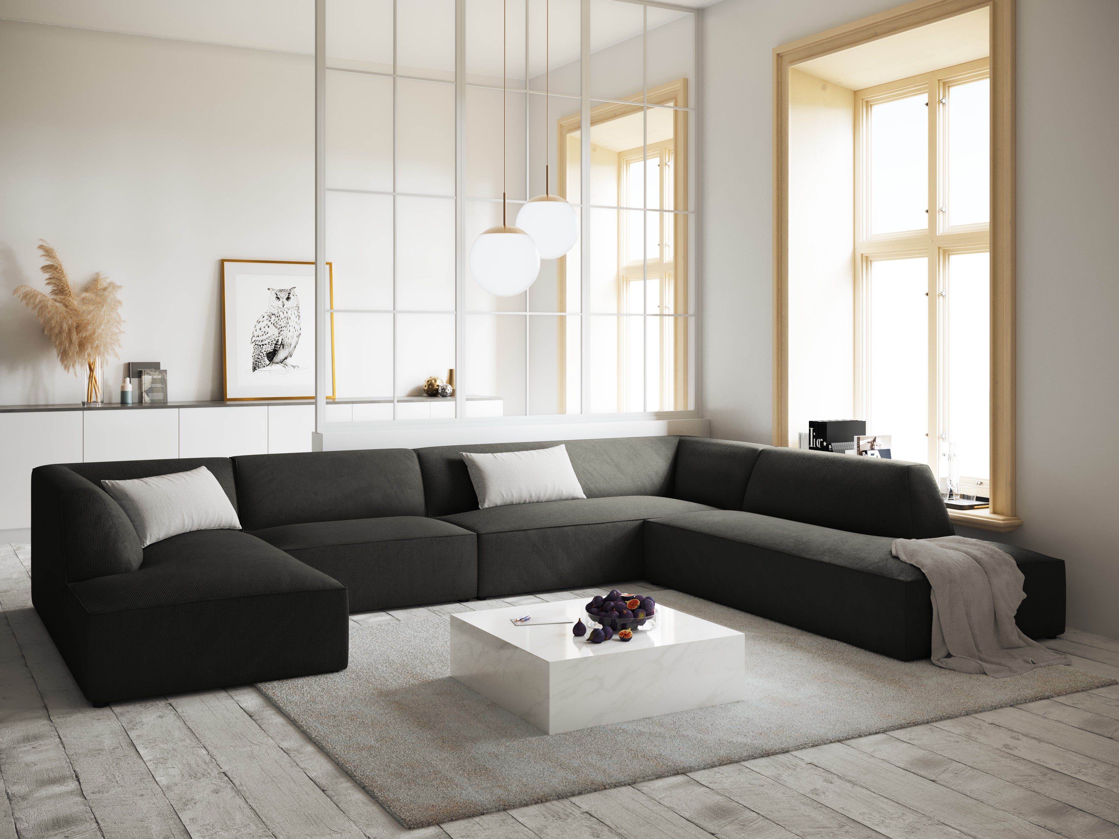 Ecksofa Ruby, 7 Sitze, 366x273cm, Material: Cord