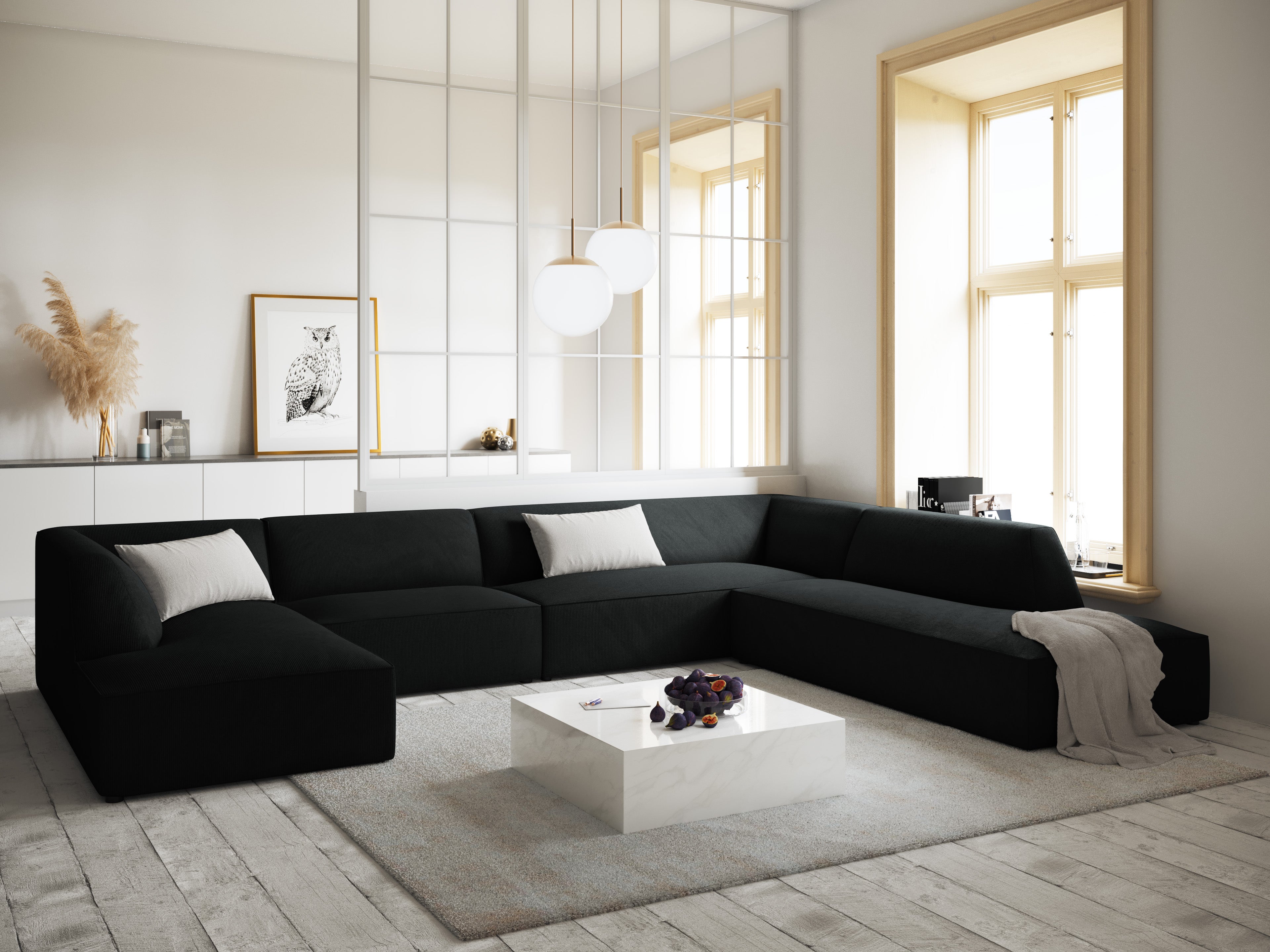 Ecksofa Ruby, 7 Sitze, 366x273cm, Material: Cord