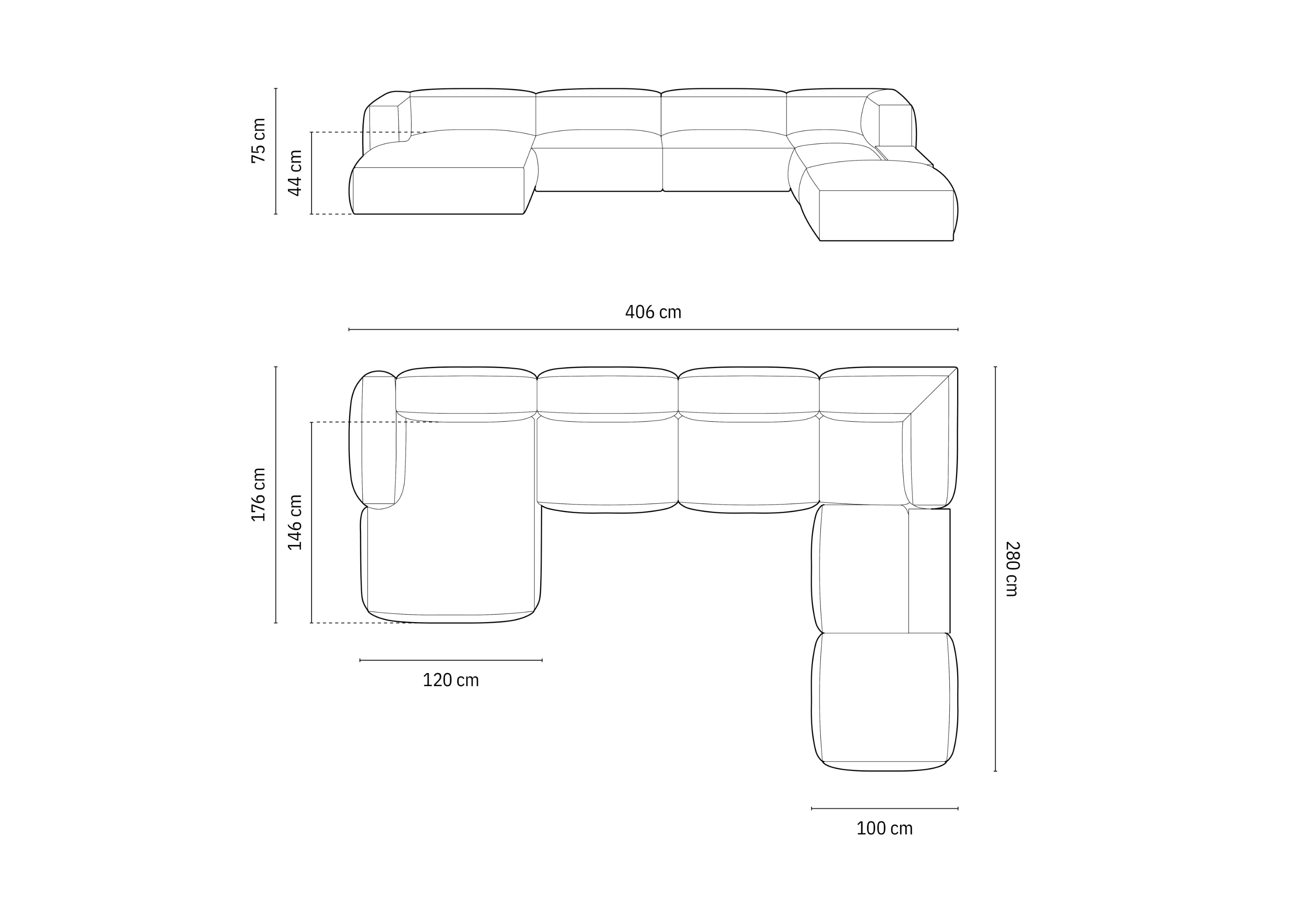 Sofa Martina, 406x280cm, Material: Samt