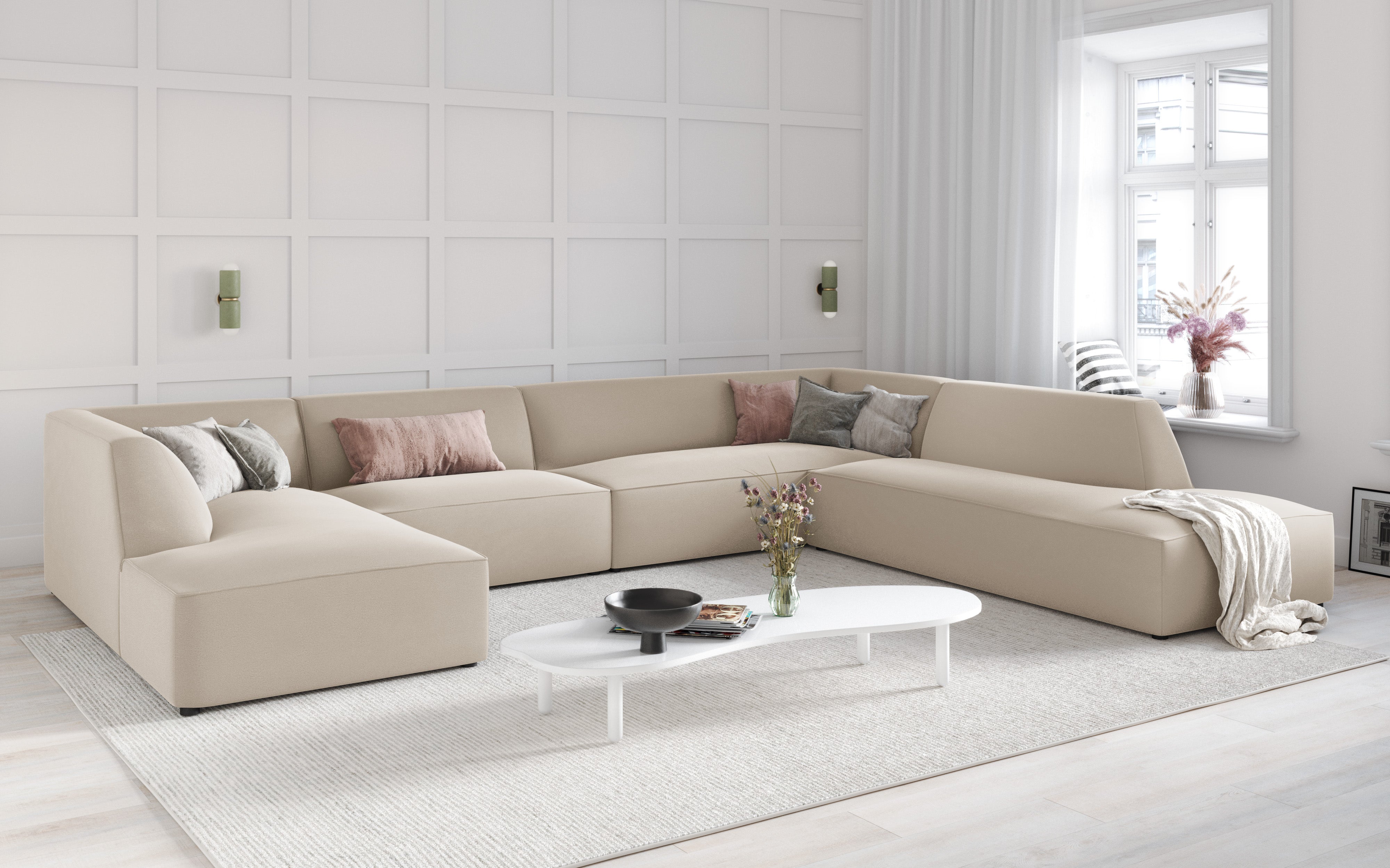 Ecksofa Ruby, 7 Sitze, 366x273cm, Material: Samt