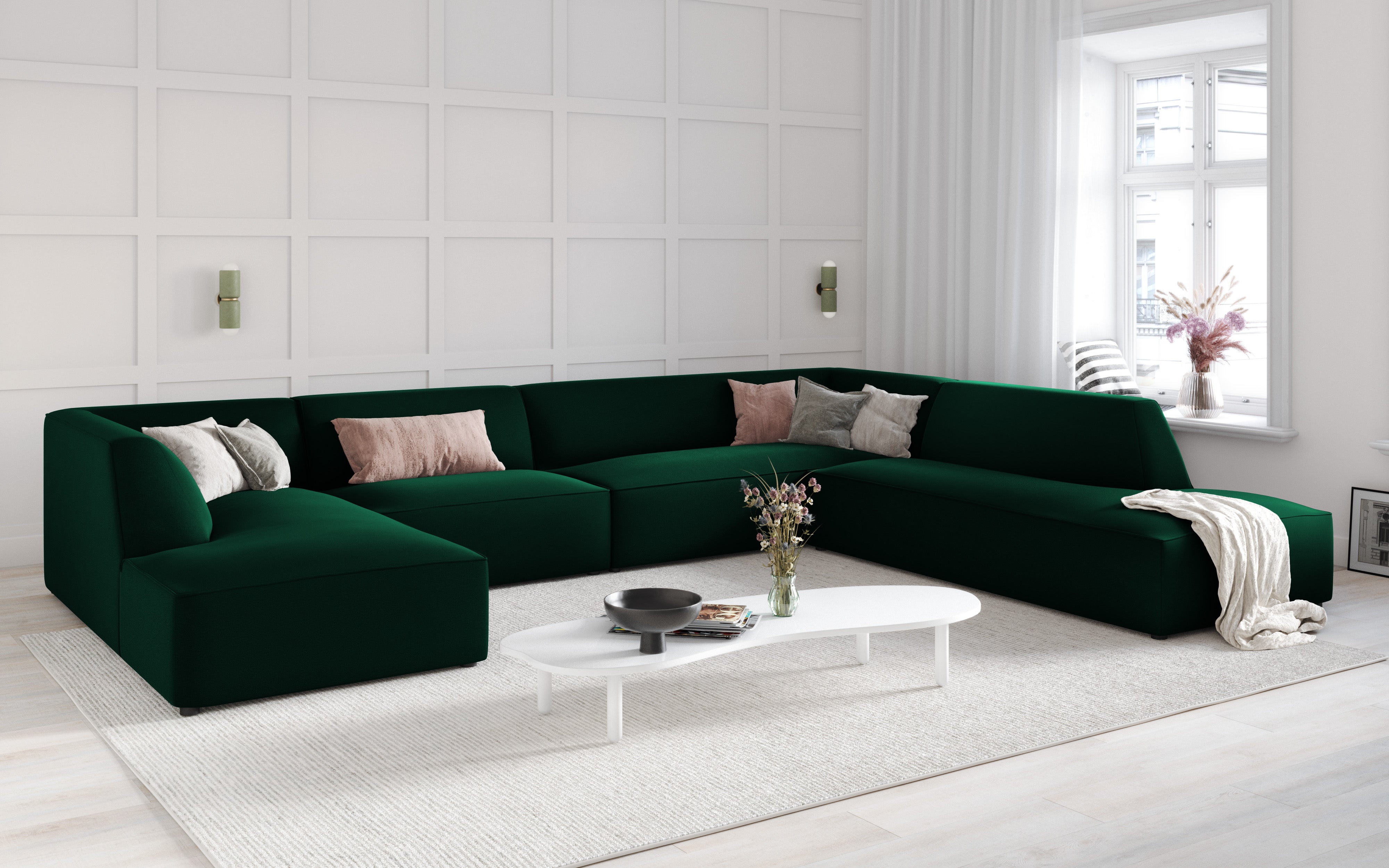Ecksofa Ruby, 7 Sitze, 366x273cm, Material: Samt