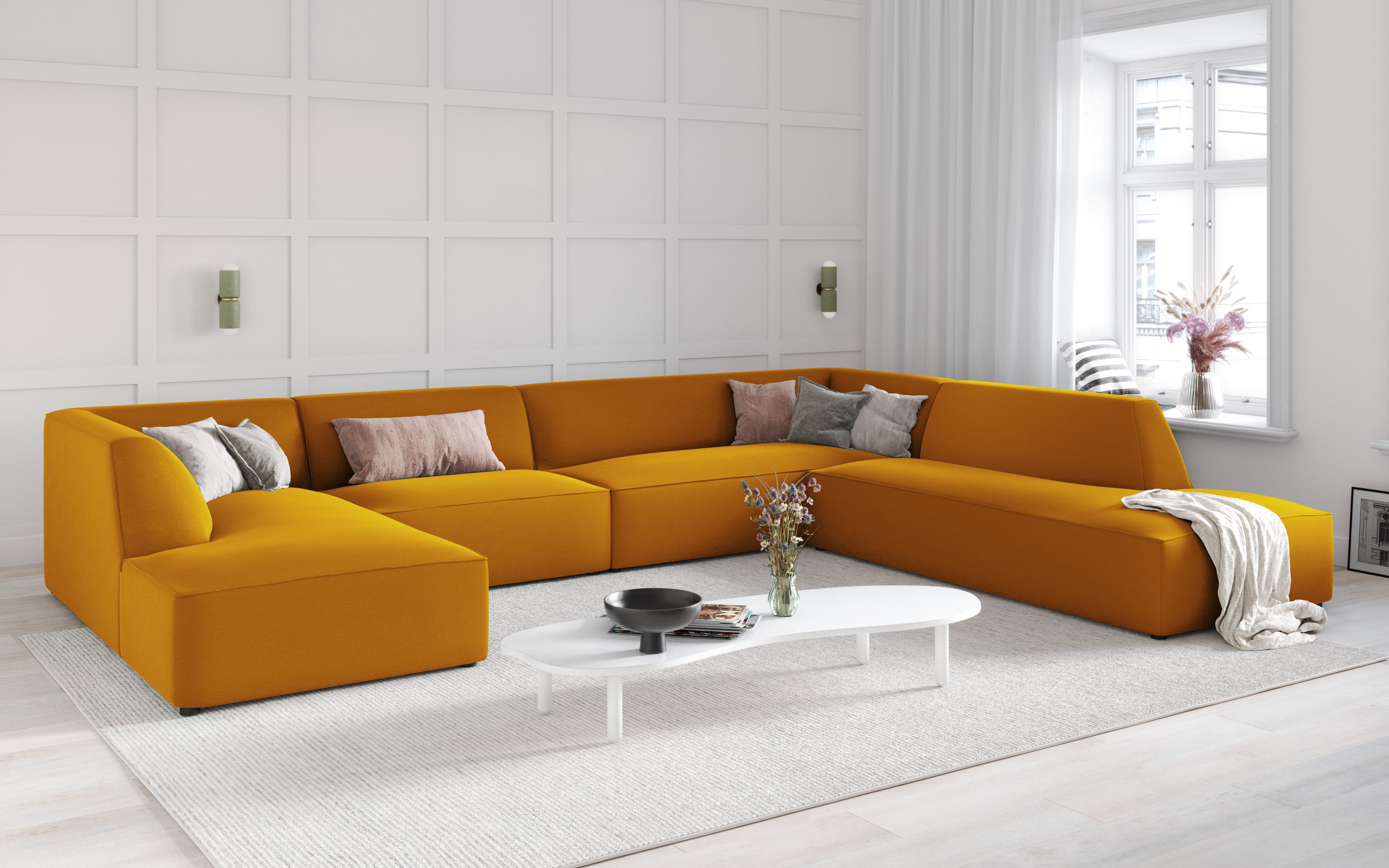 Ecksofa Ruby, 7 Sitze, 366x273cm, Material: Samt