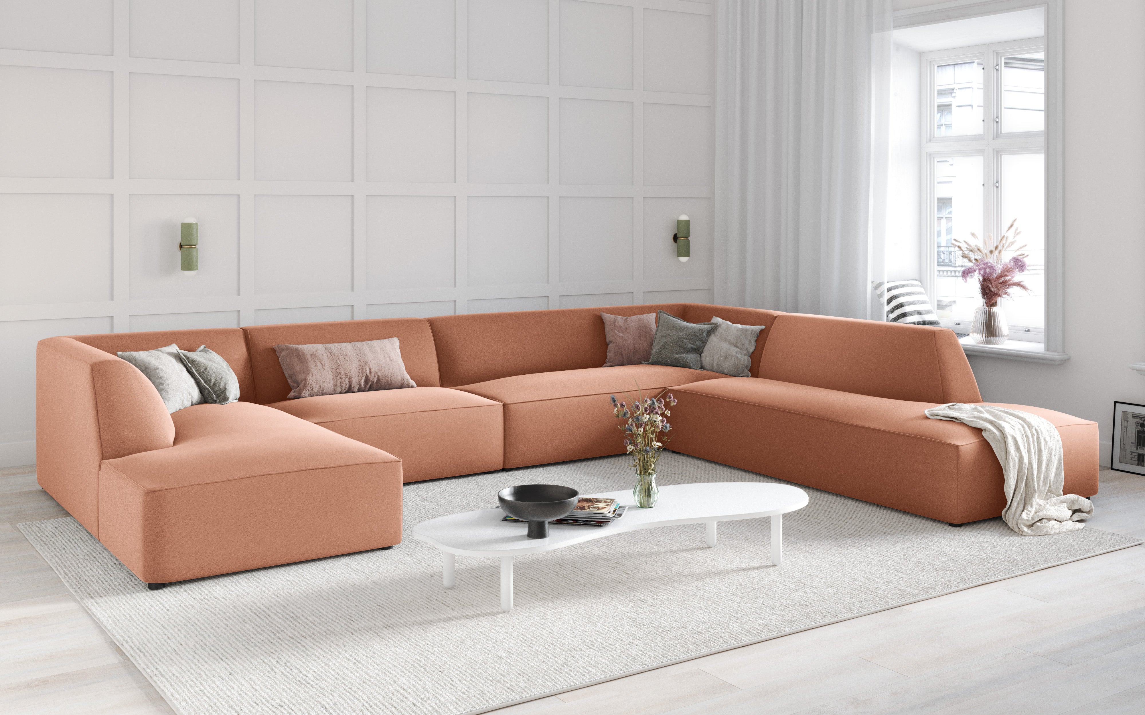 Ecksofa Ruby, 7 Sitze, 366x273cm, Material: Samt