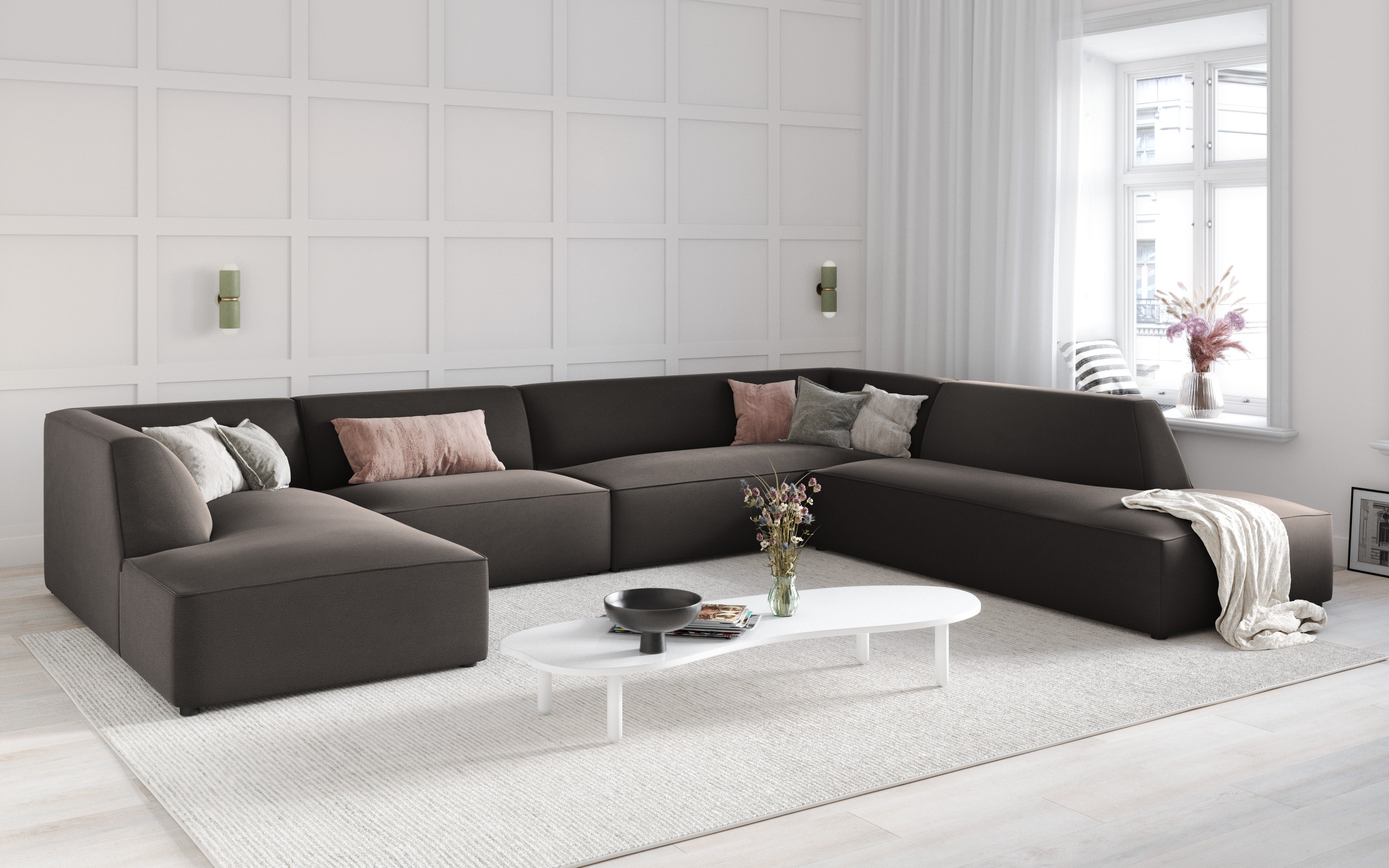 Ecksofa Ruby, 7 Sitze, 366x273cm, Material: Samt