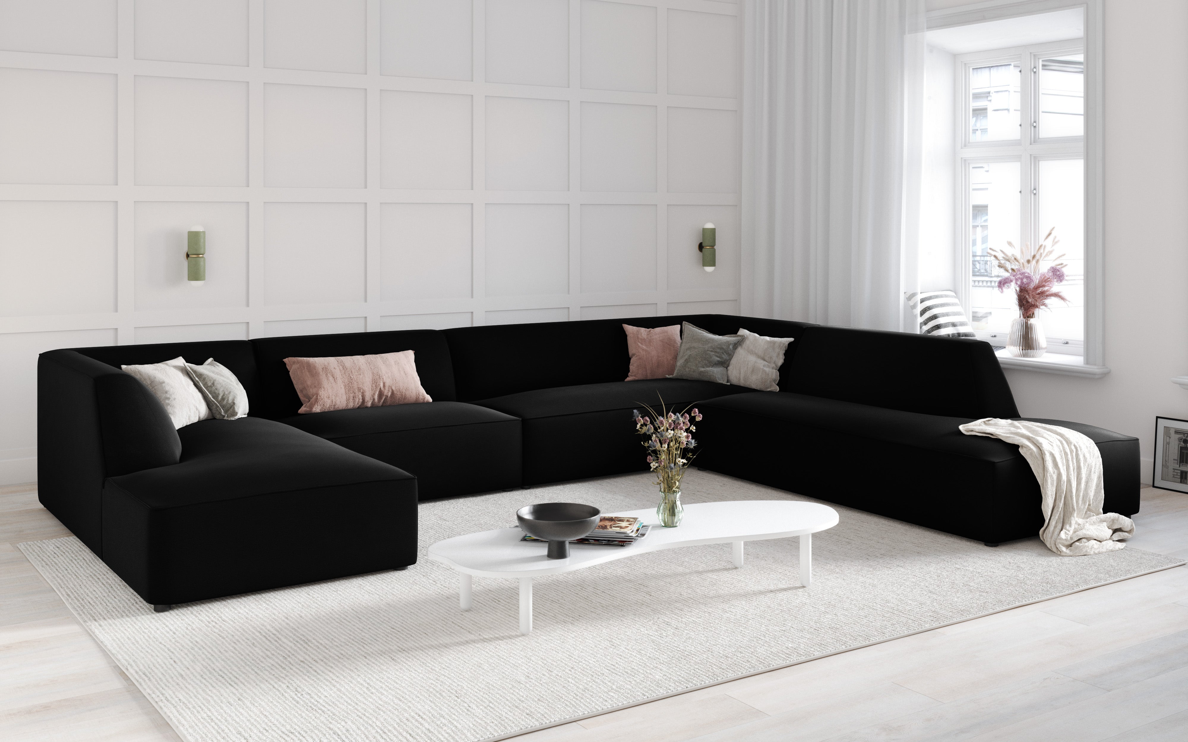 Ecksofa Ruby, 7 Sitze, 366x273cm, Material: Samt