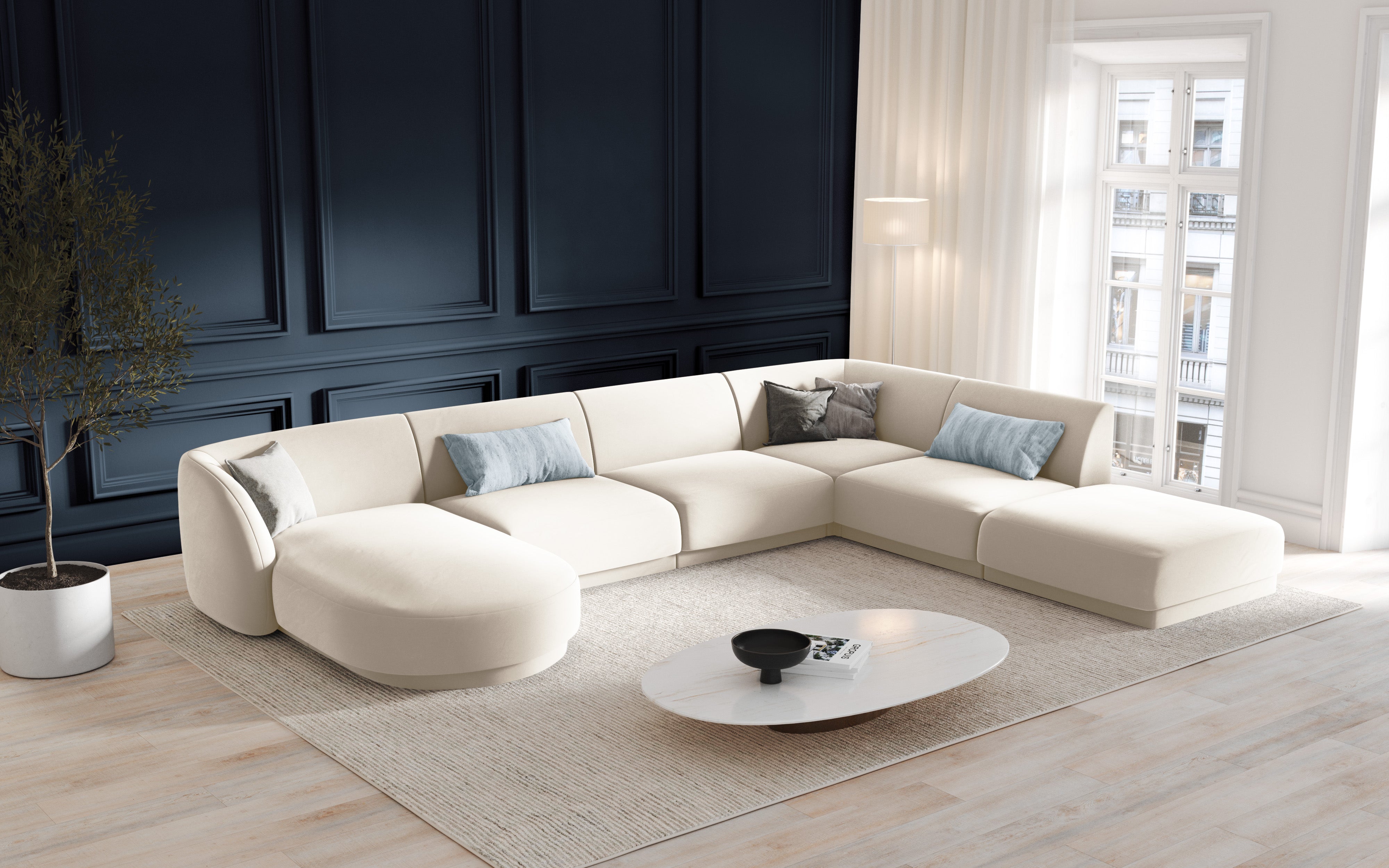 Ecksofa Miley Panoramic, 330x255cm, Material: Samt