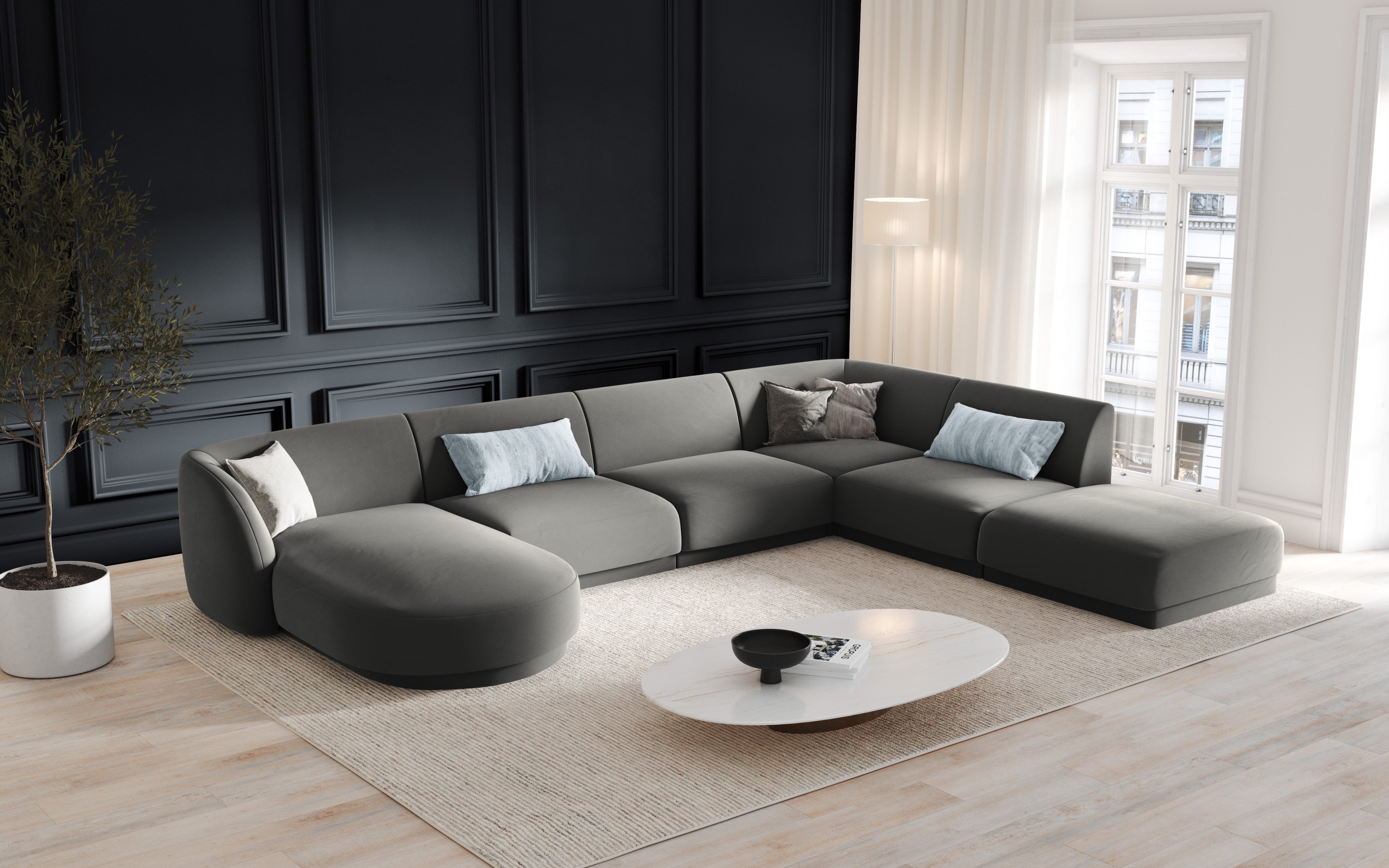Ecksofa Miley Panoramic, 330x255cm, Material: Samt