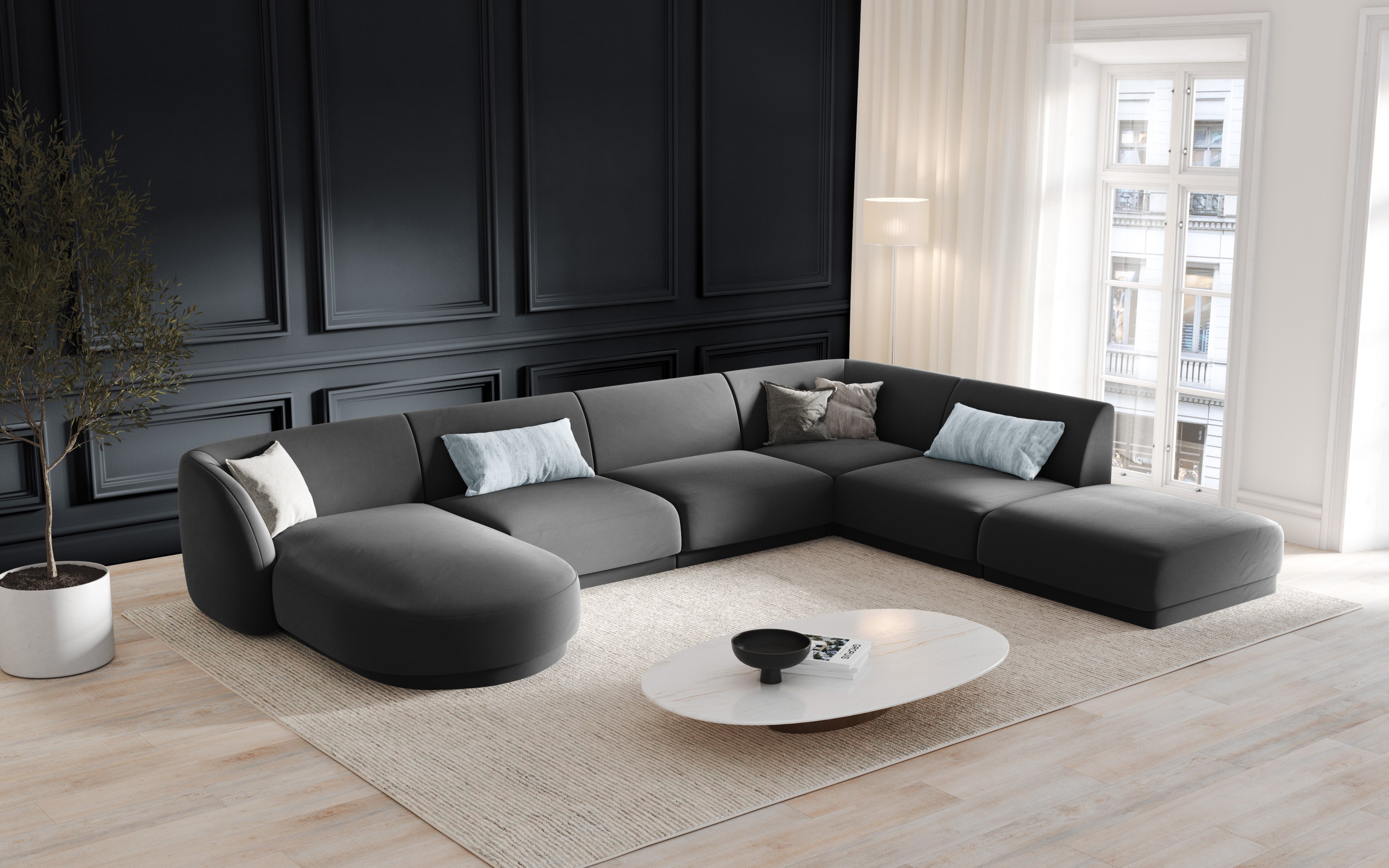Ecksofa Miley Panoramic, 330x255cm, Material: Samt