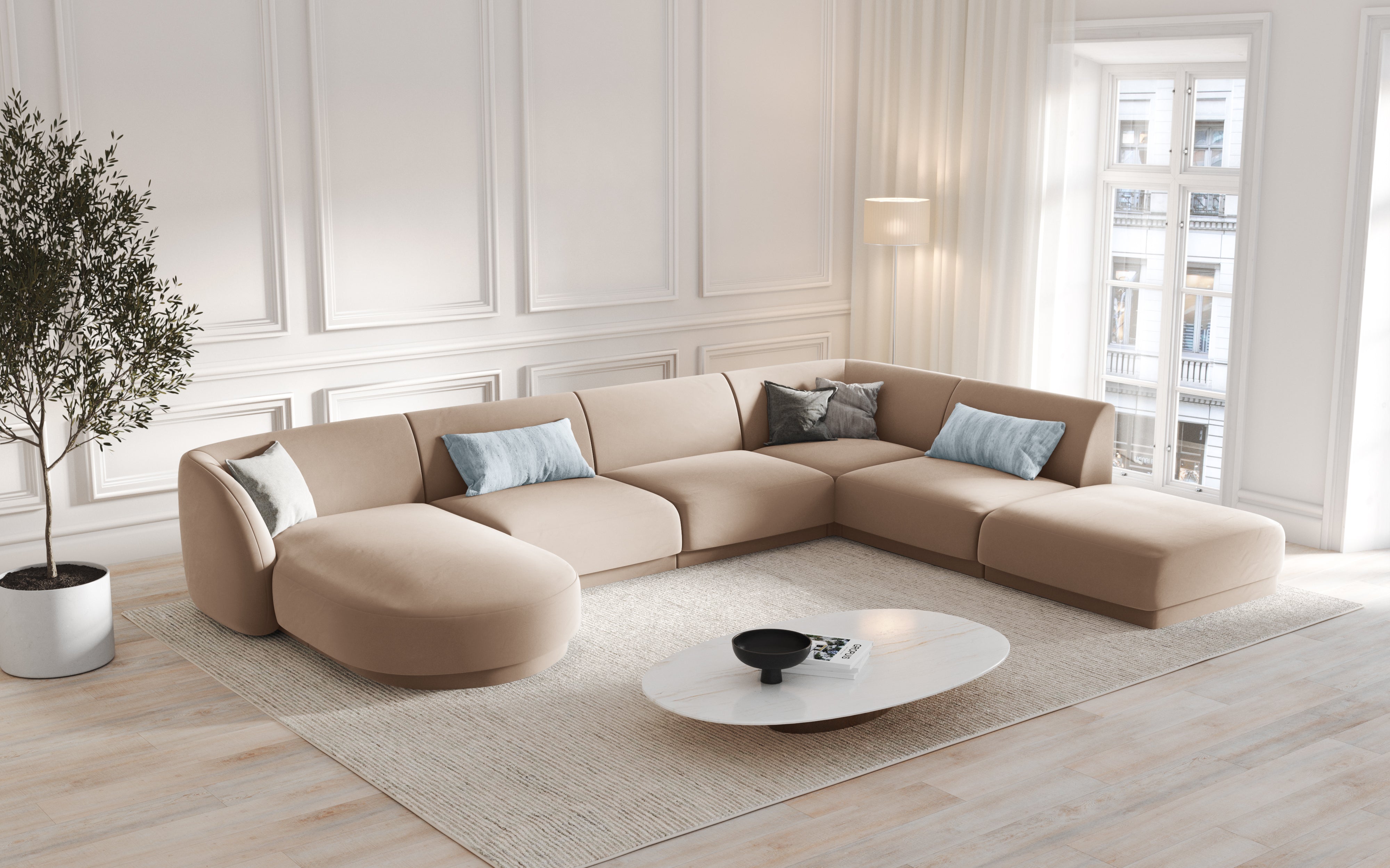 Ecksofa Miley Panoramic, 330x255cm, Material: Samt