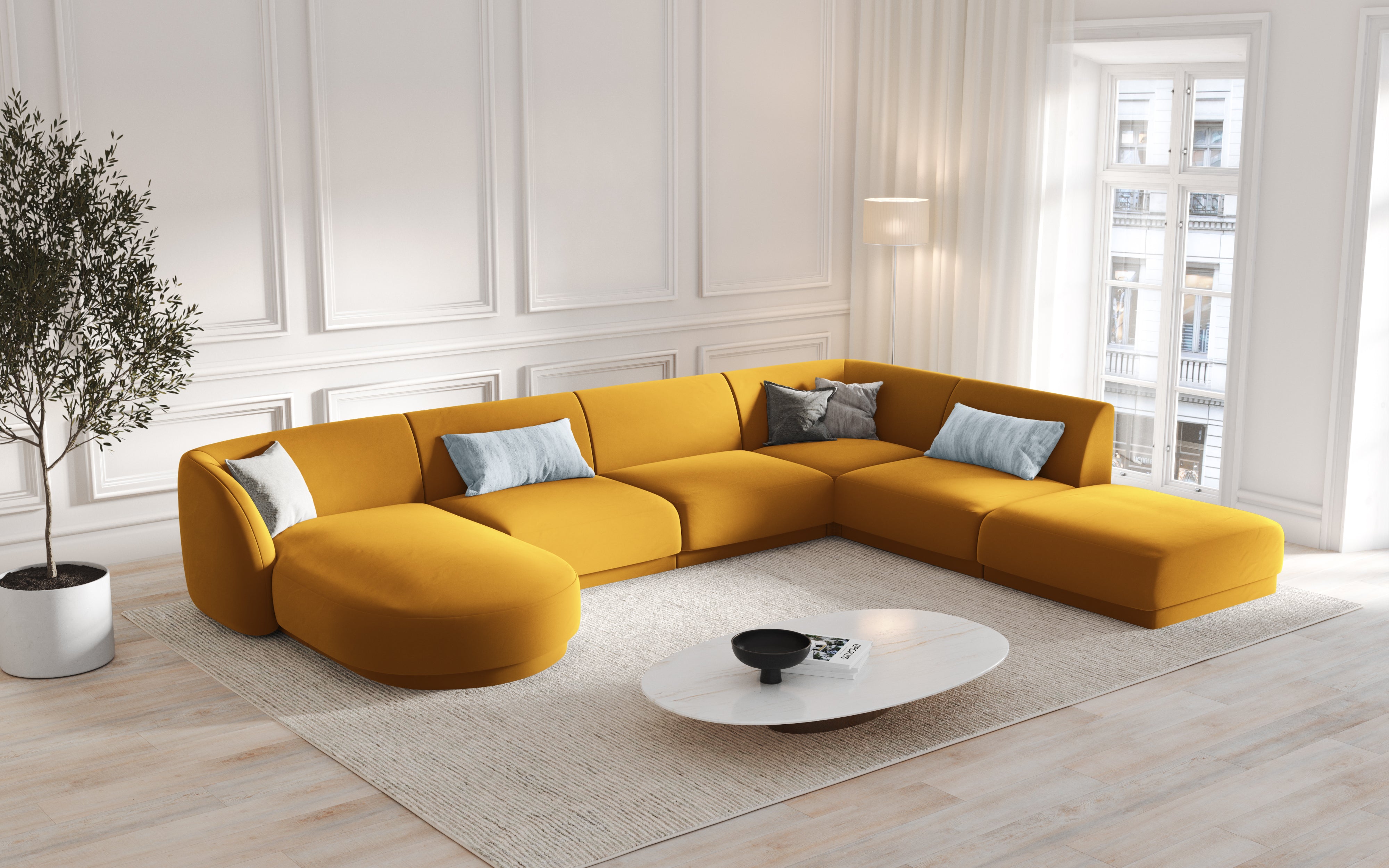Ecksofa Miley Panoramic, 330x255cm, Material: Samt