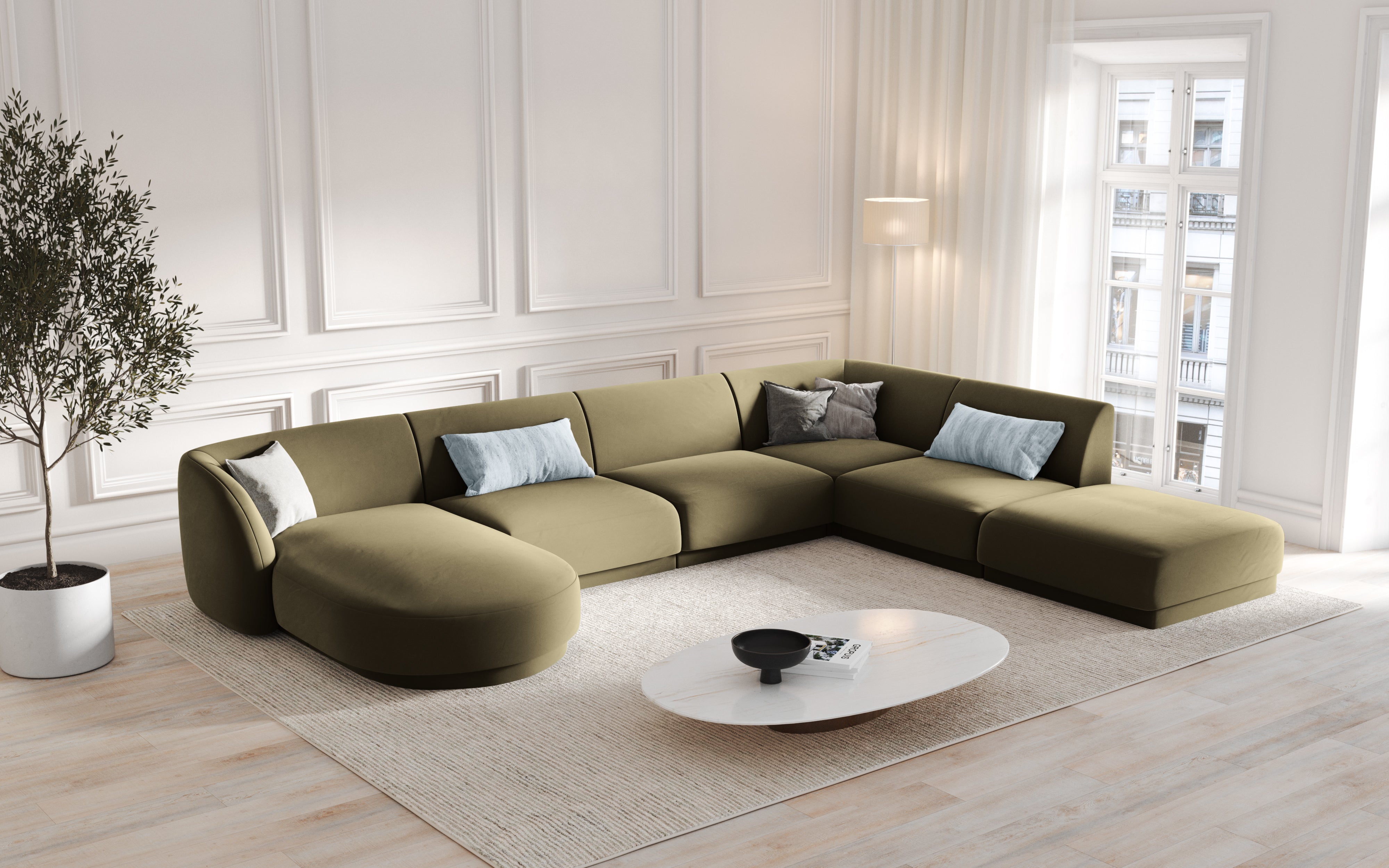 Ecksofa Miley Panoramic, 330x255cm, Material: Samt