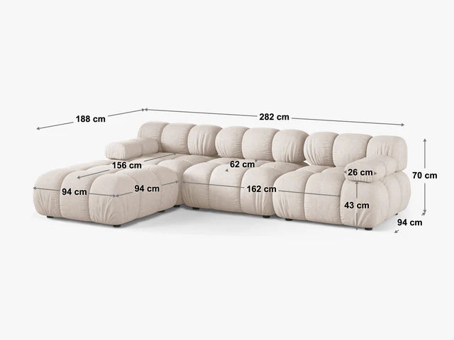Ecksofa Bellis 282x188cm, Material: Samt