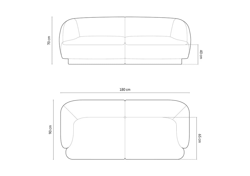 Zweisitzer Miley 180x90cm, Material: Samt