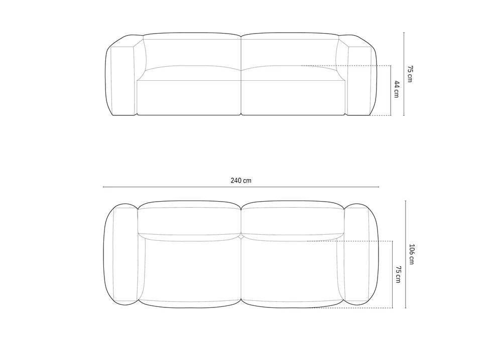 Sofa Martina, 240x106cm, Material: Samt