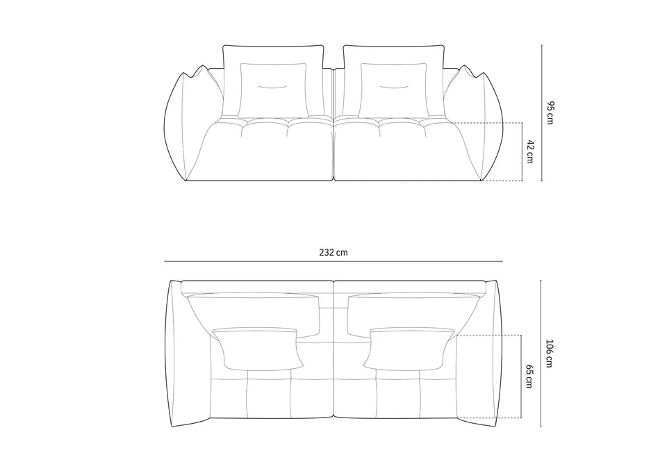 Bloom Sofa, 3 Sitze, 232x106 cm, Material: Samt