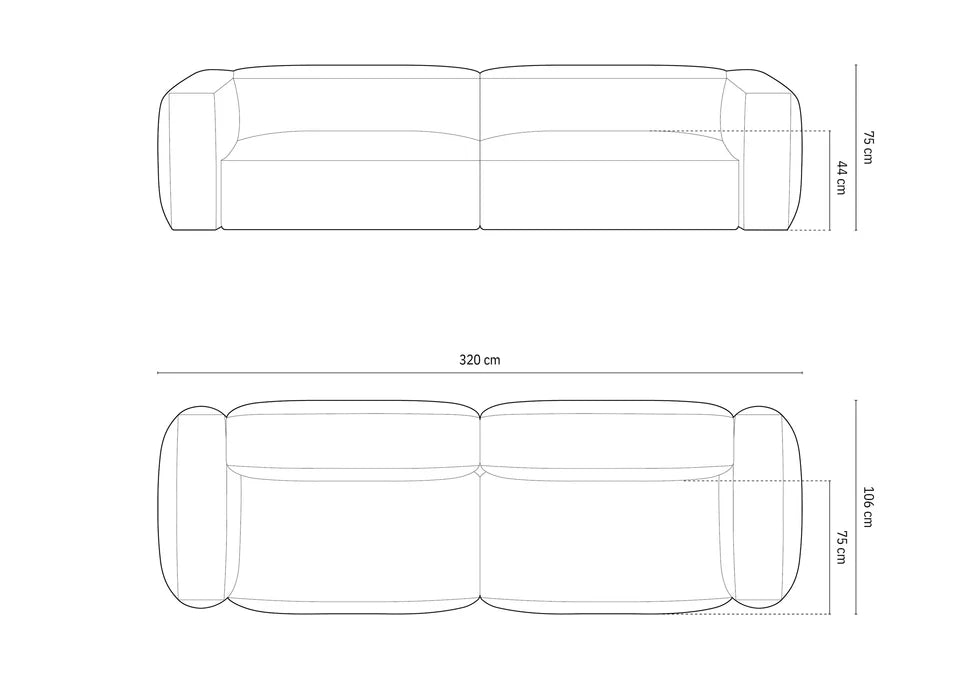 Sofa Martina, 320x106cm, Material: Samt