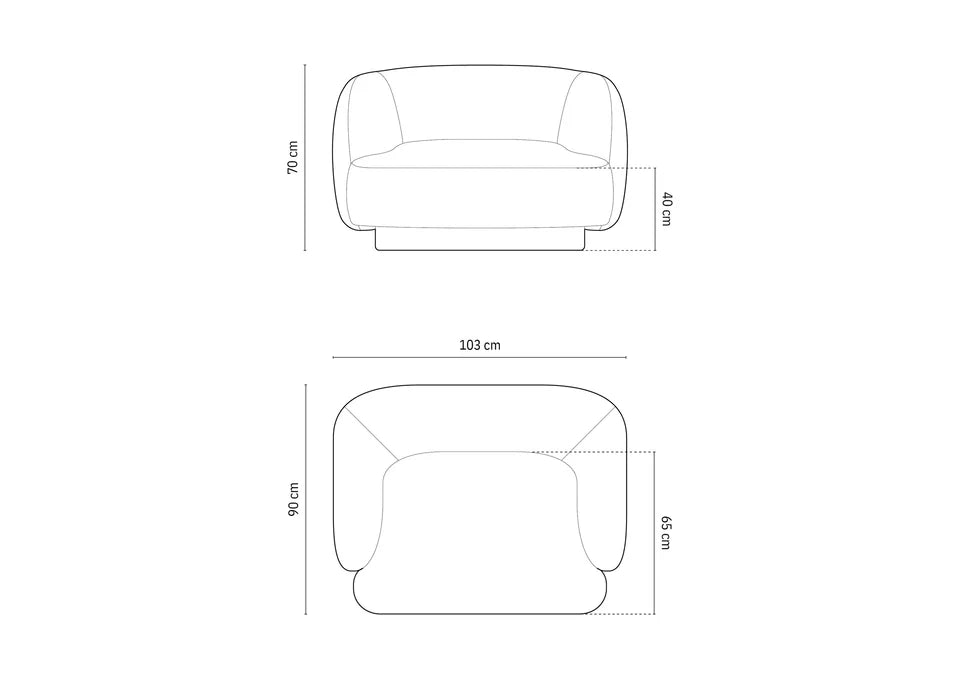 Miley Sessel, 103x90cm, Material: Samt