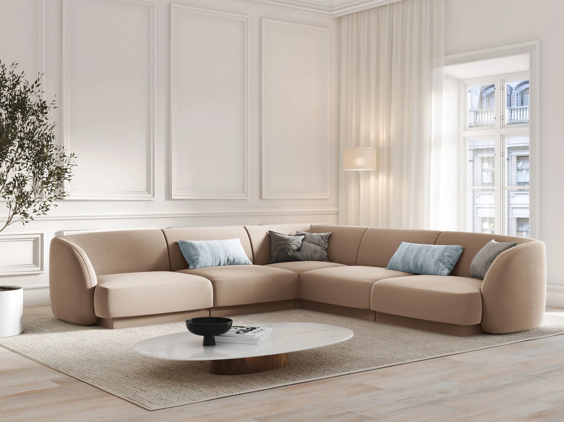 Ecksofa Miley Symmetrisch, 255x255cm, Material: Samt