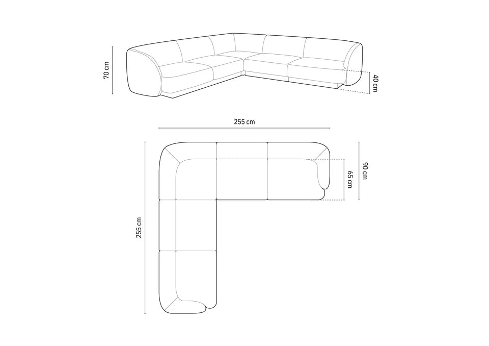 Ecksofa Miley Symmetrisch, 255x255cm, Material: Samt