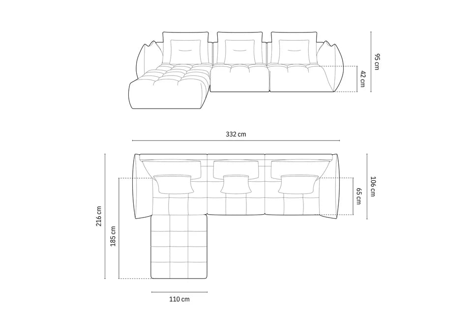 Bloom Ecksofa, 332x216 cm, Material: Strukturstoff