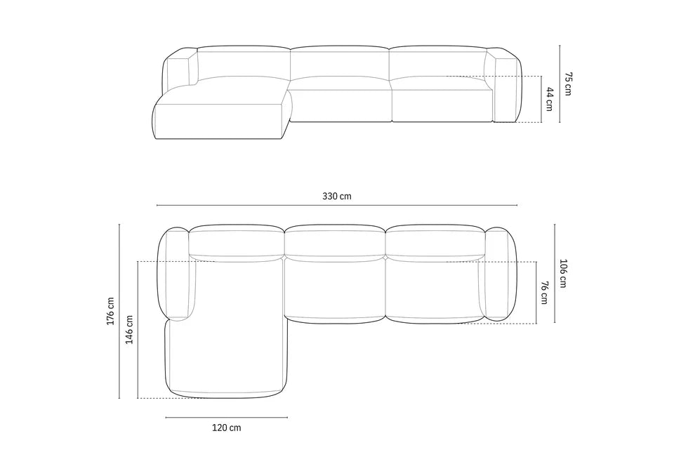 Ecksofa Martin, 330x176cm, Material: Strukturstoff