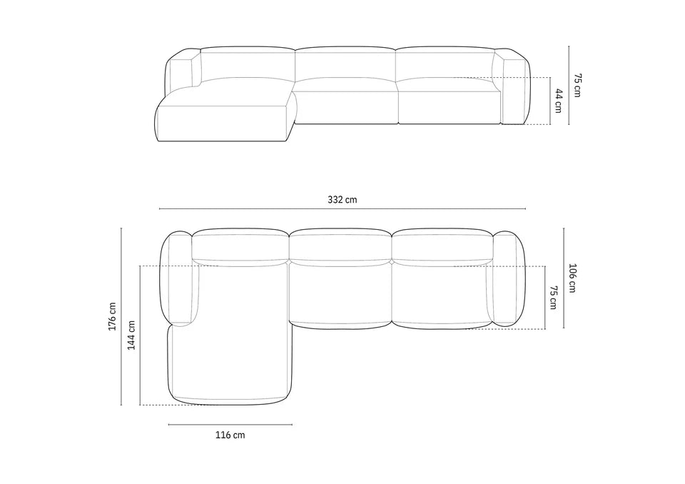 Ecksofa Martin, 330x176cm, Material: Strukturstoff