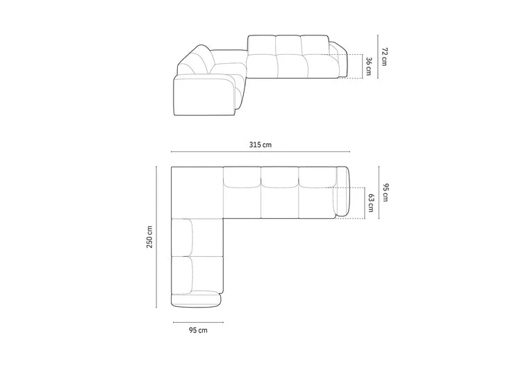 Molino Eckgarnitur 315x250cm, 6 Sitzplätze, Material: Boucle
