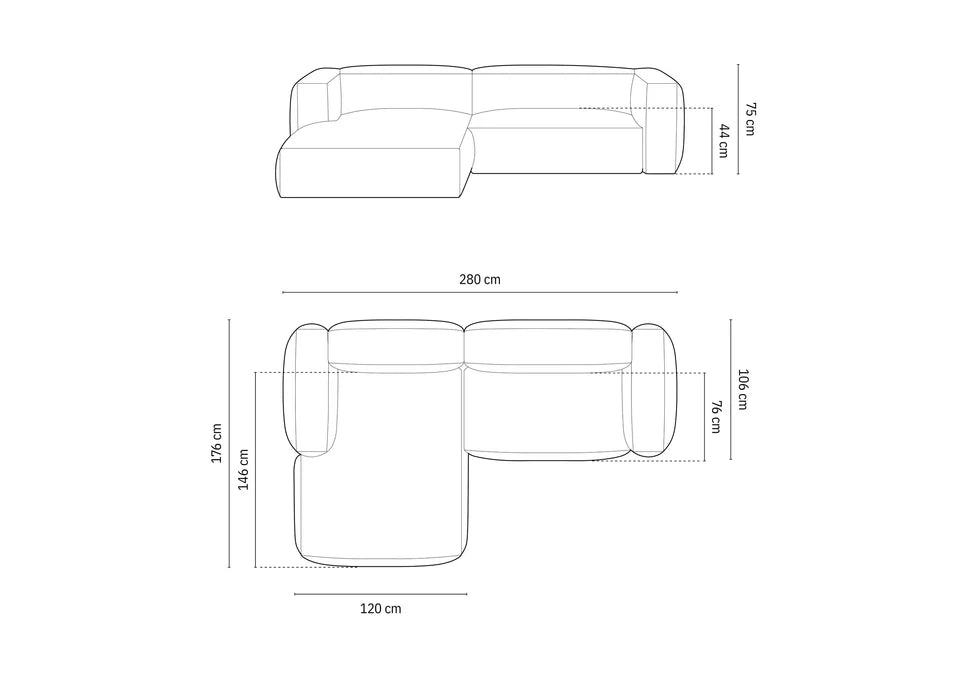 Ecksofa Martina, 280x176cm, Material: Strukturstoff