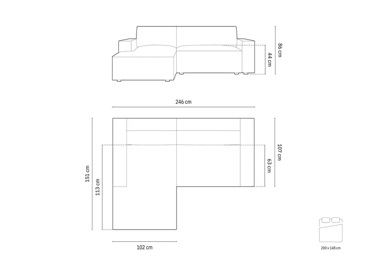 Ecksofa-Set Jodie, Material: Strukturstoff